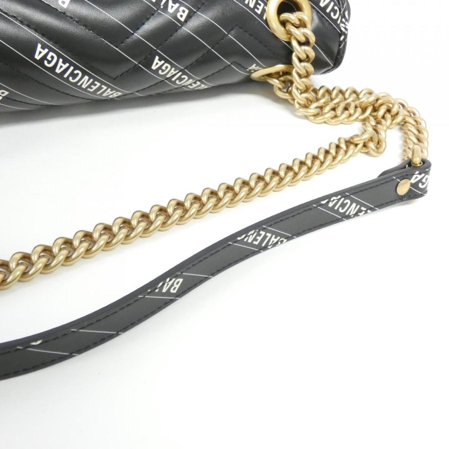 Gucci Black White Leather Shoulder Bag