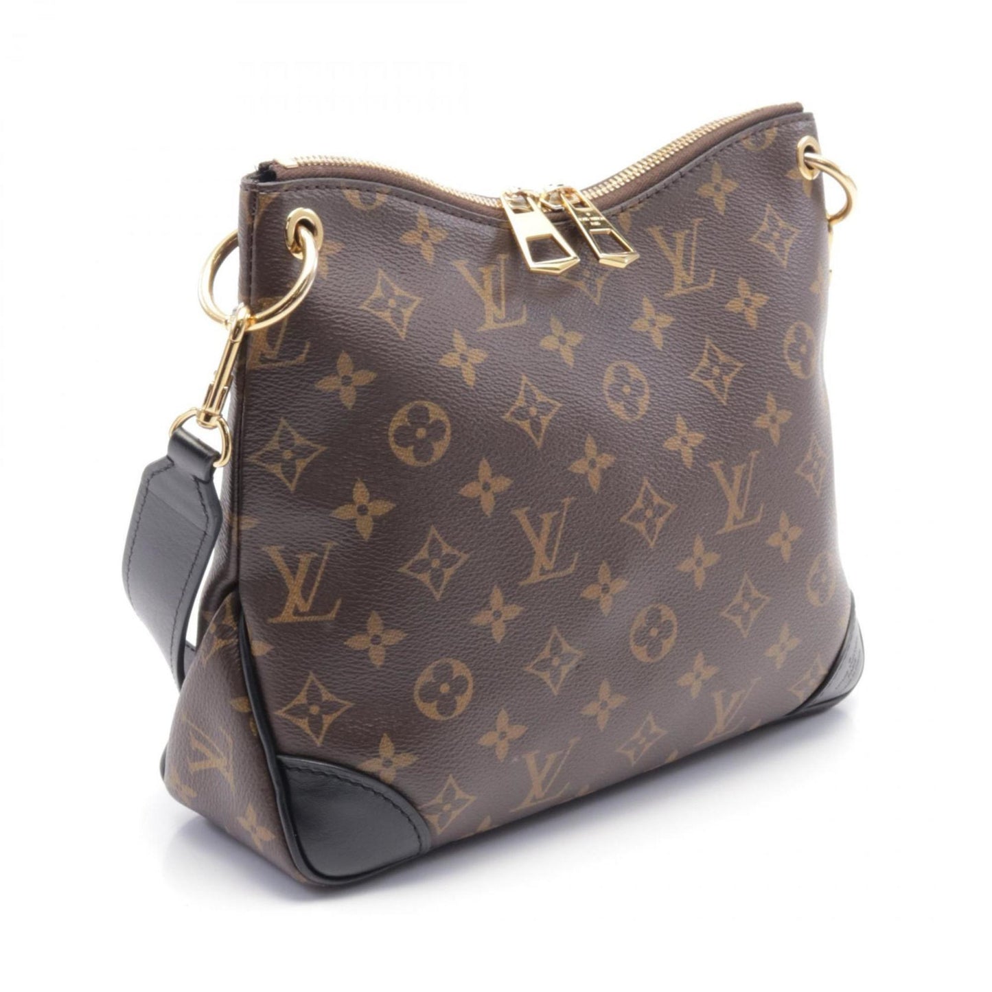 Louis Vuitton Black Brown Coated Canvas Leather Shoulder Bag