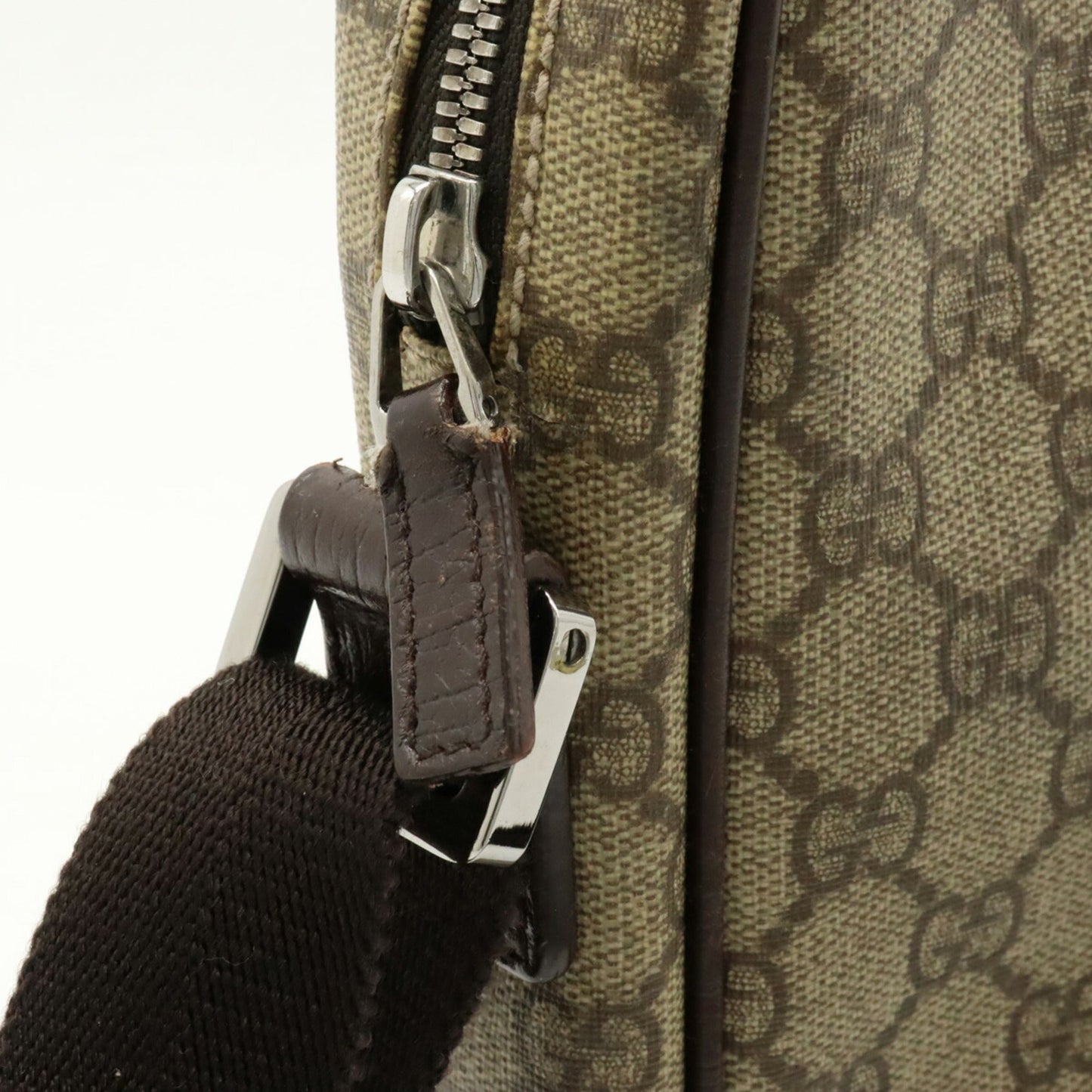 Gucci Beige Dark Brown Khaki Pvc Leather Pochette Shoulder Bag