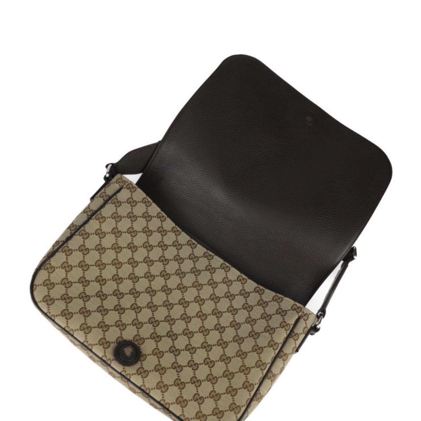 Gucci Beige Brown Gg Canvas Leather Handbag Messenger Bag Shoulder Bag Tote Bag