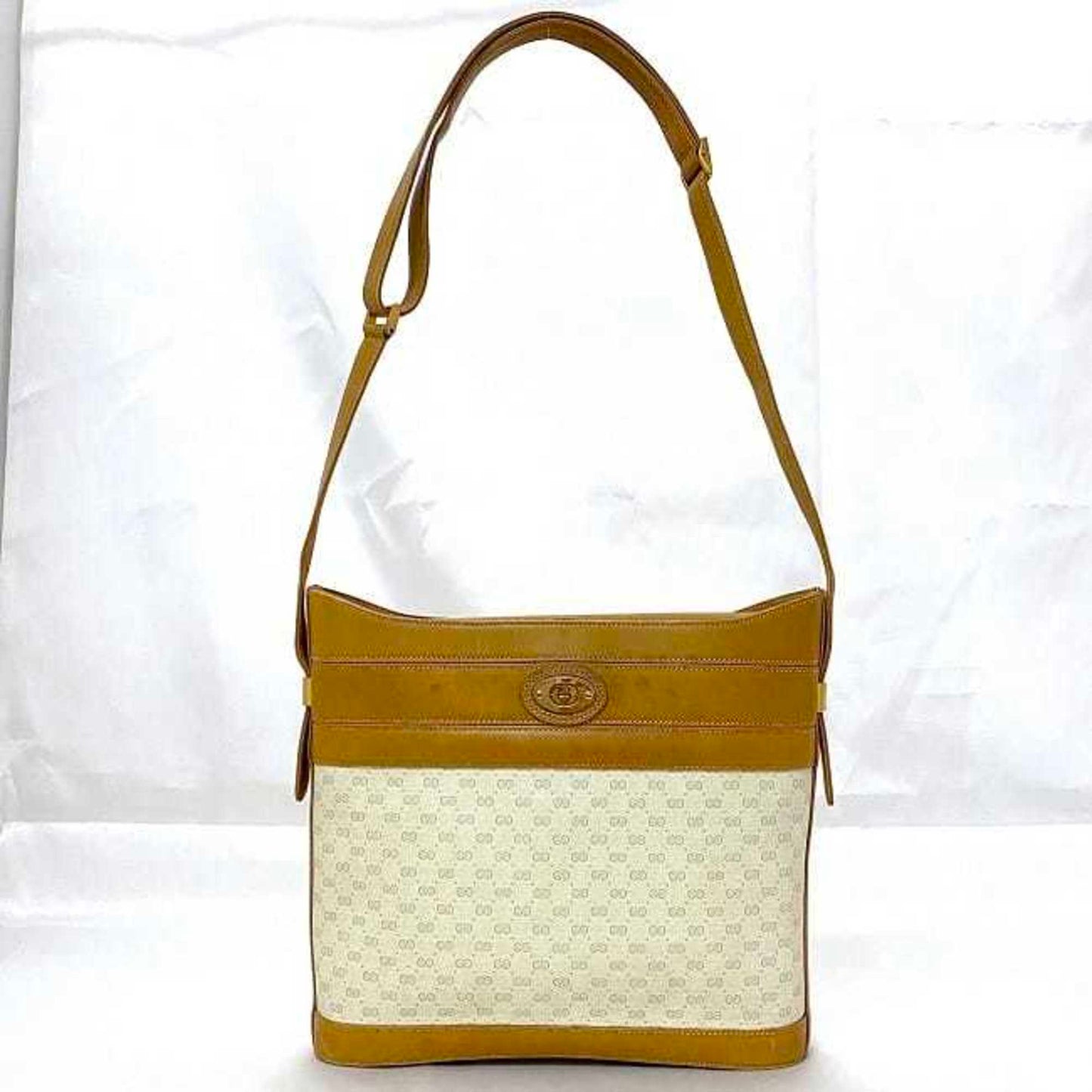Gucci Beige Brown Pvc Leather Shoulder Bag