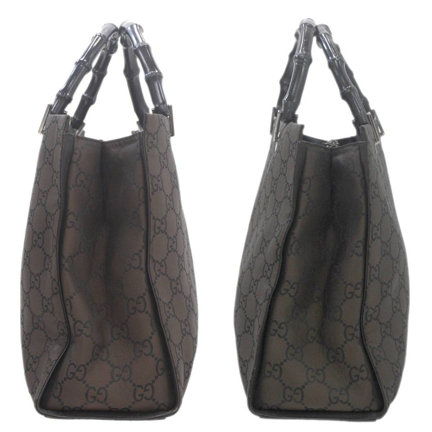 Gucci Dark Brown Canvas Leather Tote Bag