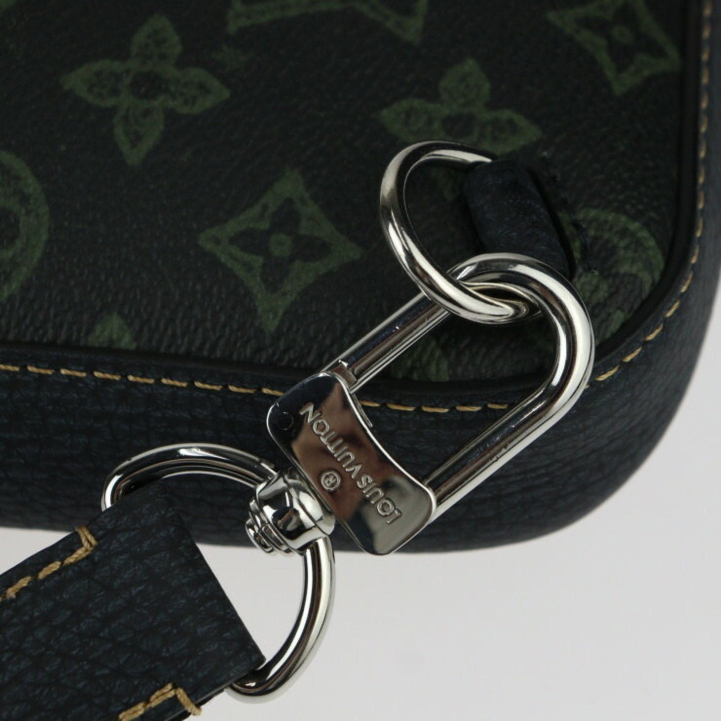 Louis Vuitton Dark Green Monogram Canvas Leather Pouch Shoulder Bag Sling Bag