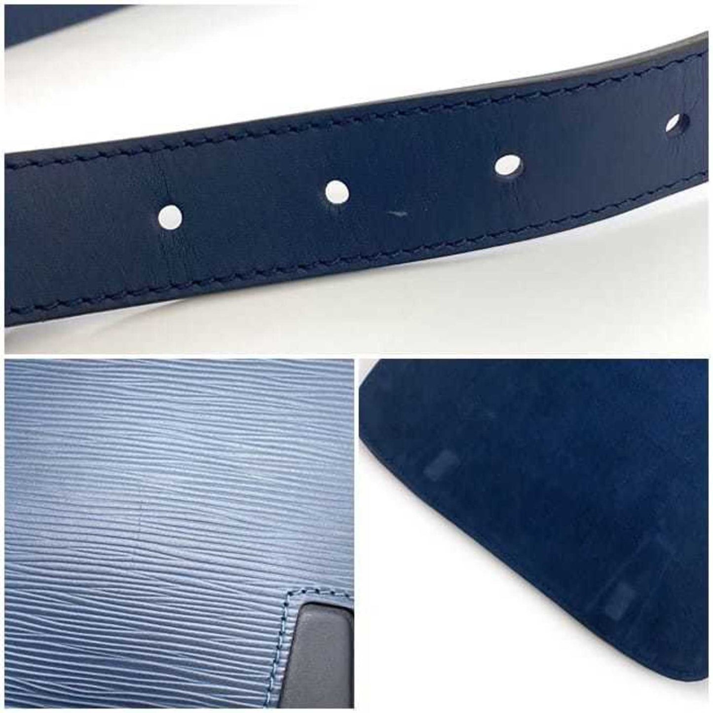Louis Vuitton Blue Leather Messenger Bag Shoulder Bag