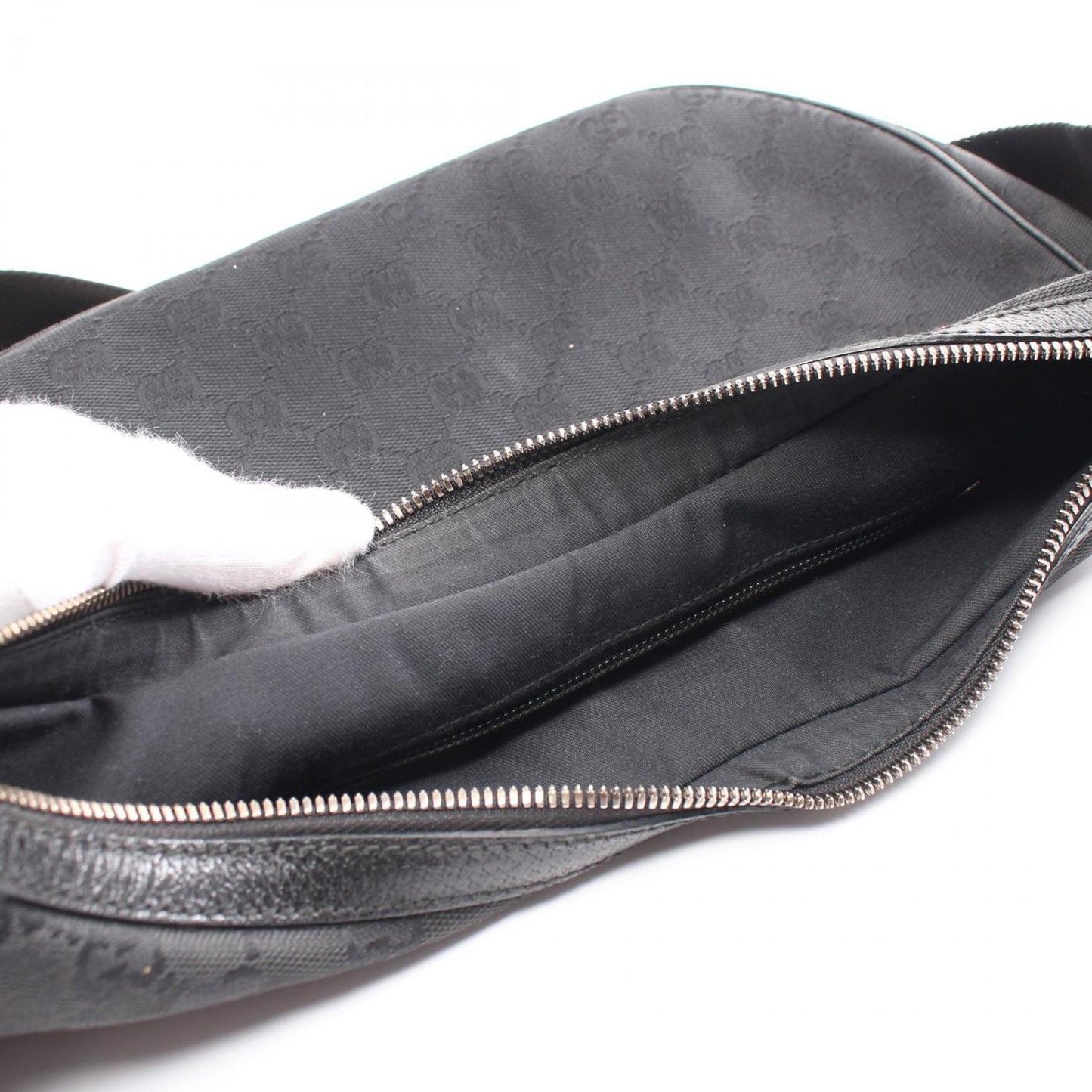 Gucci Black Gg Canvas Leather Shoulder Bag