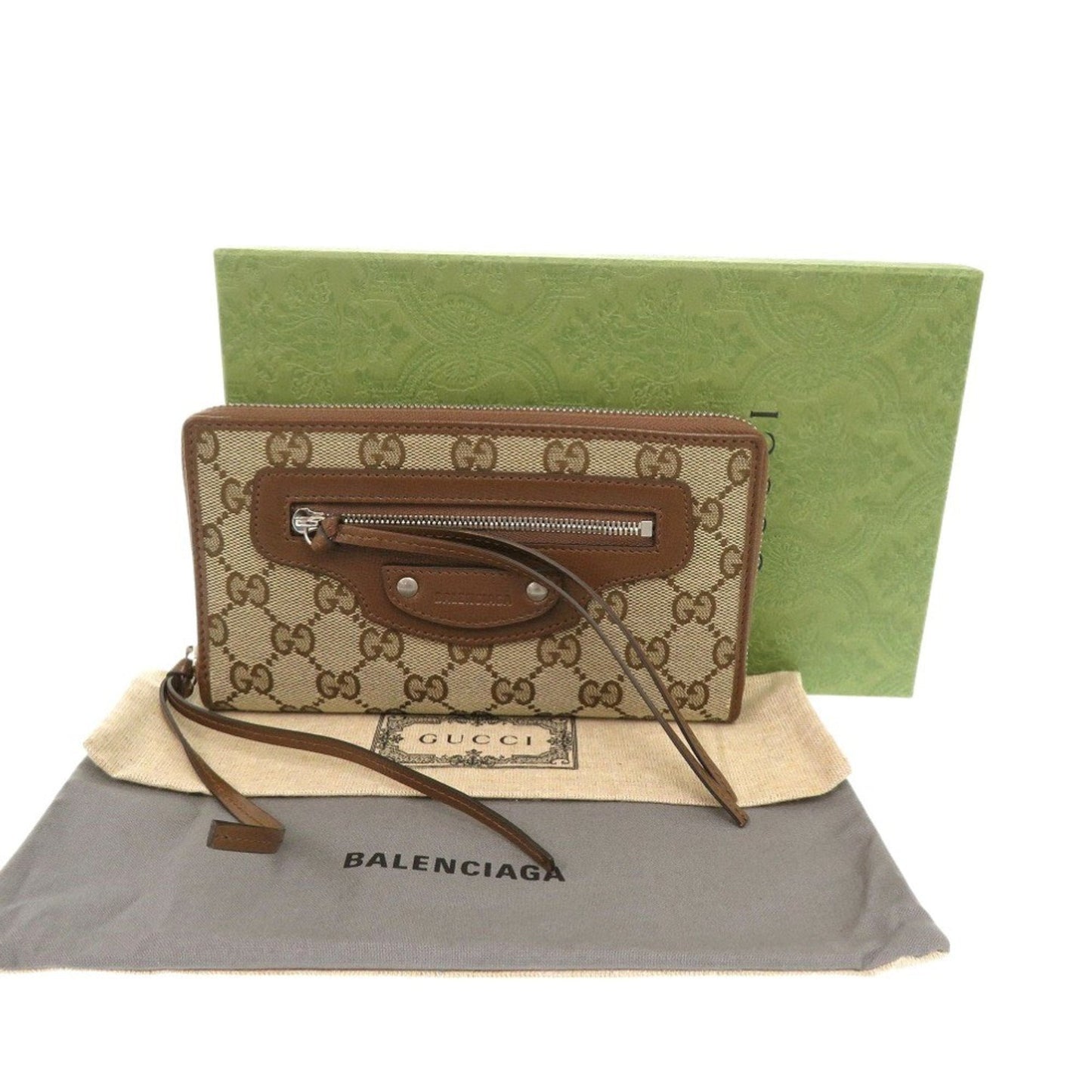 Gucci Beige Brown Gg Canvas Long Wallet (Bi-Fold)