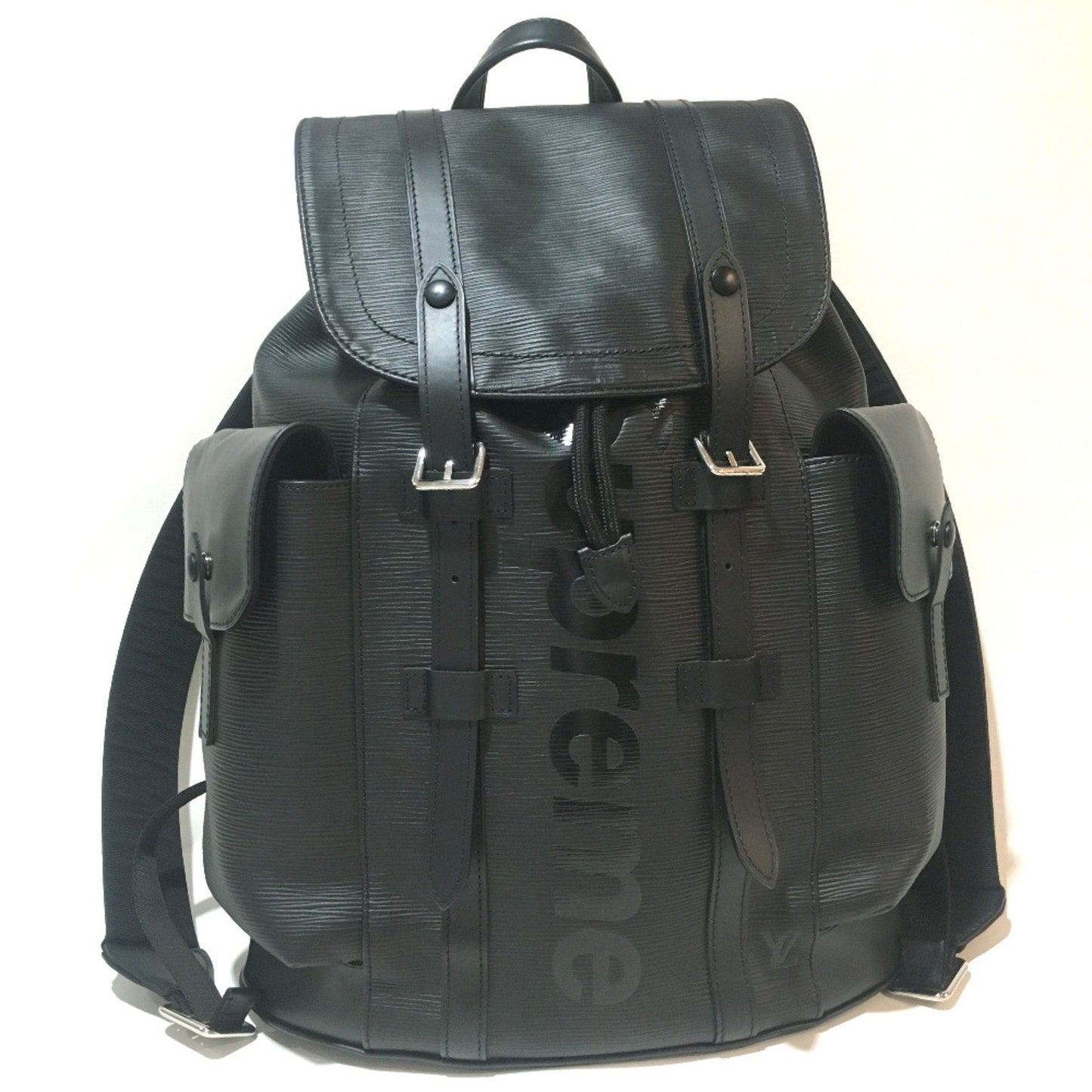 Louis Vuitton Black Leather Backpack ()