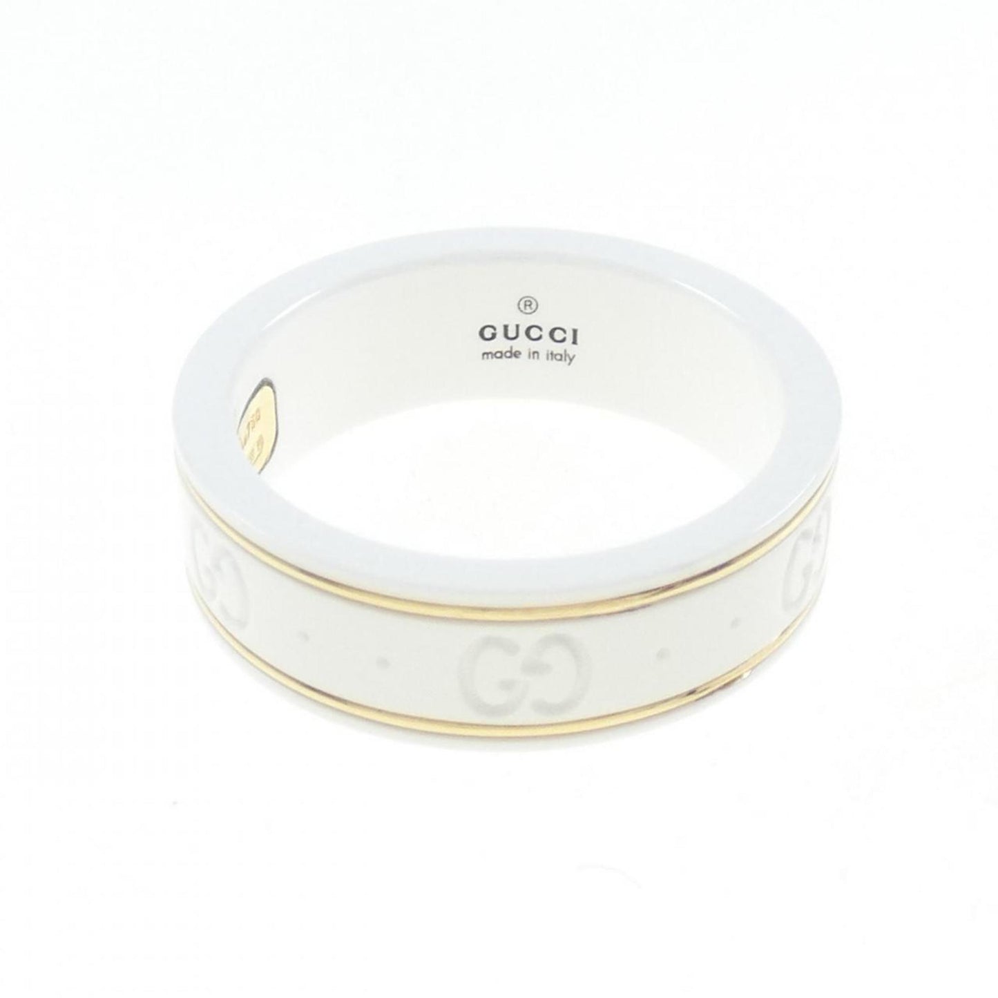 Gucci White Yellow Gold Ceramic Yellow Gold (18K) Band Ring
