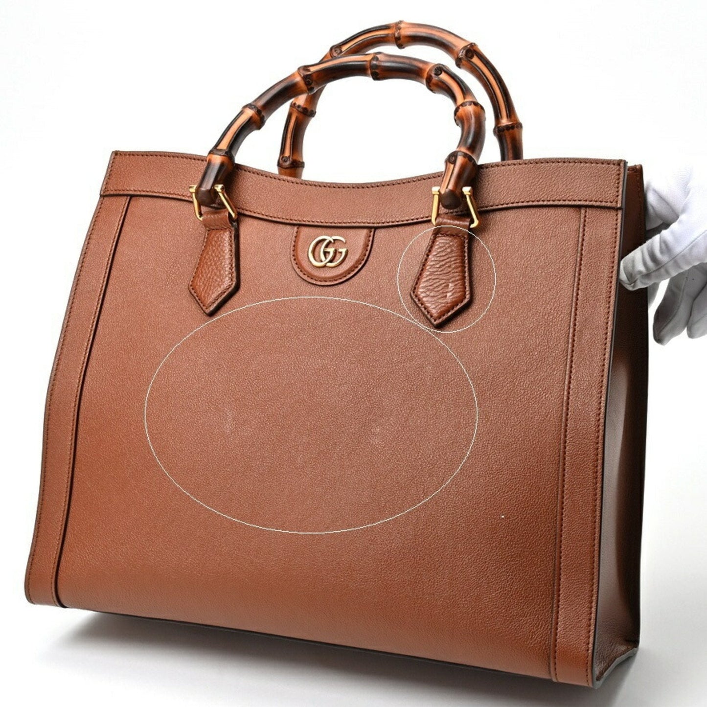Gucci Brown Leather Bamboo Tote Bag