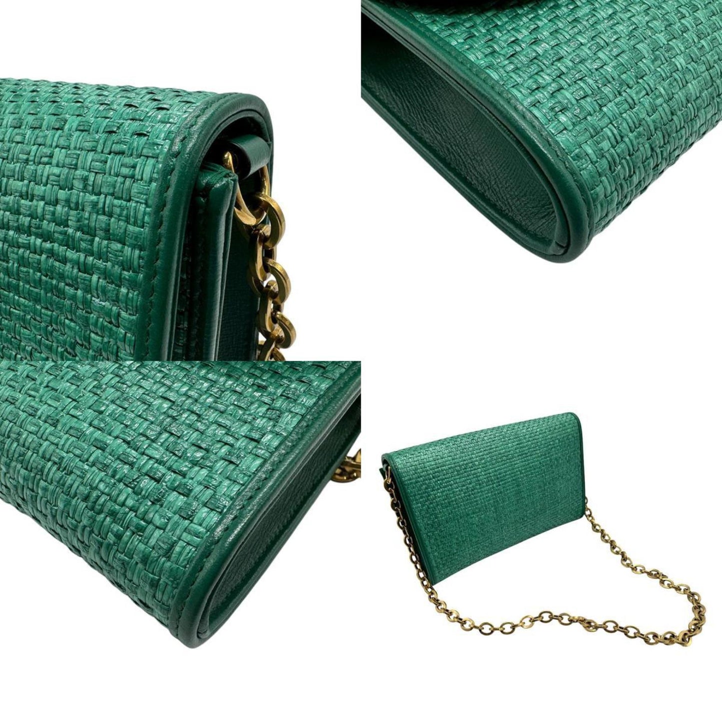 Gucci Green Straw Shoulder Bag