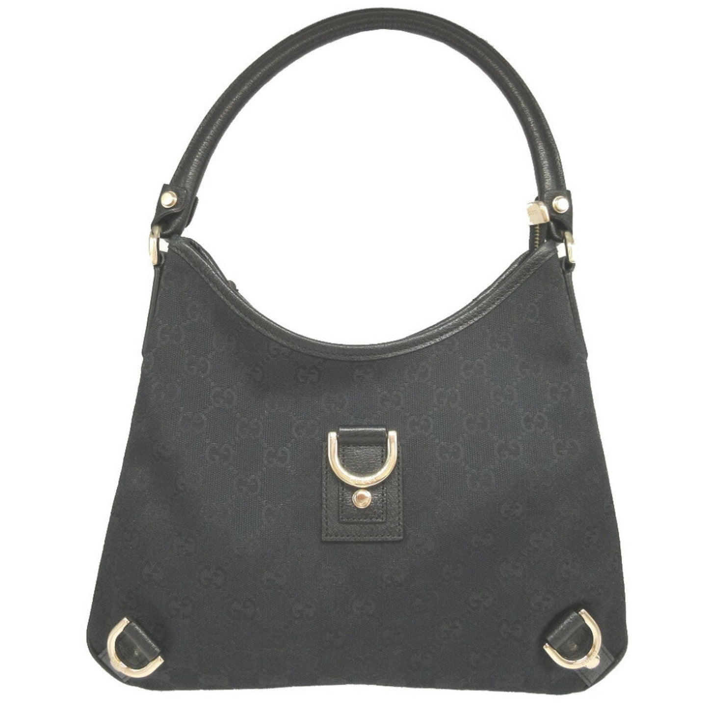 Gucci Abbey Black Gg Canvas Leather Shoulder Bag ()