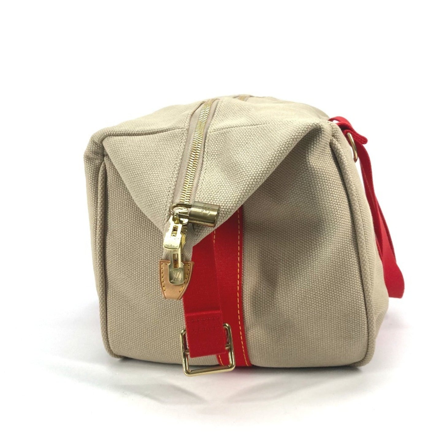 Louis Vuitton Beige Red Color Canvas Boston Bag Shoulder Bag