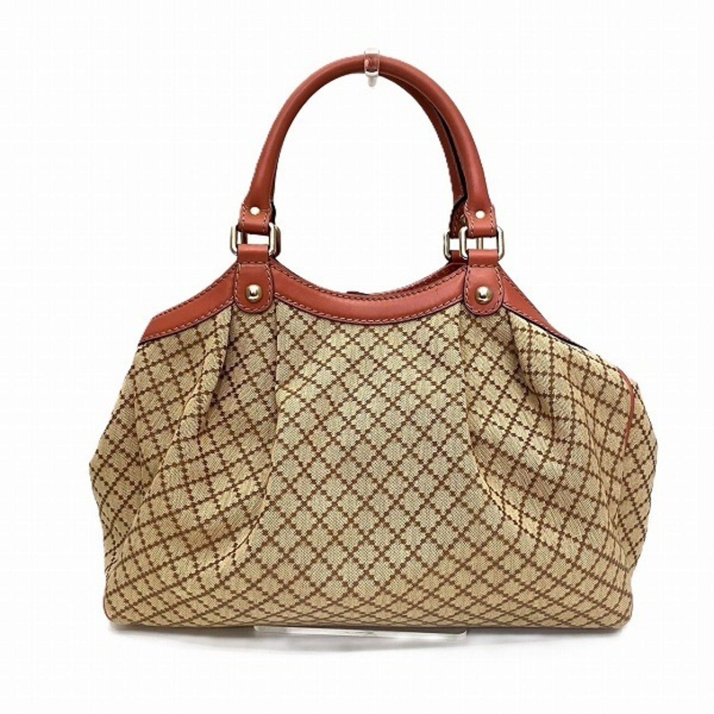Gucci Beige Pink Canvas Leather Handbag