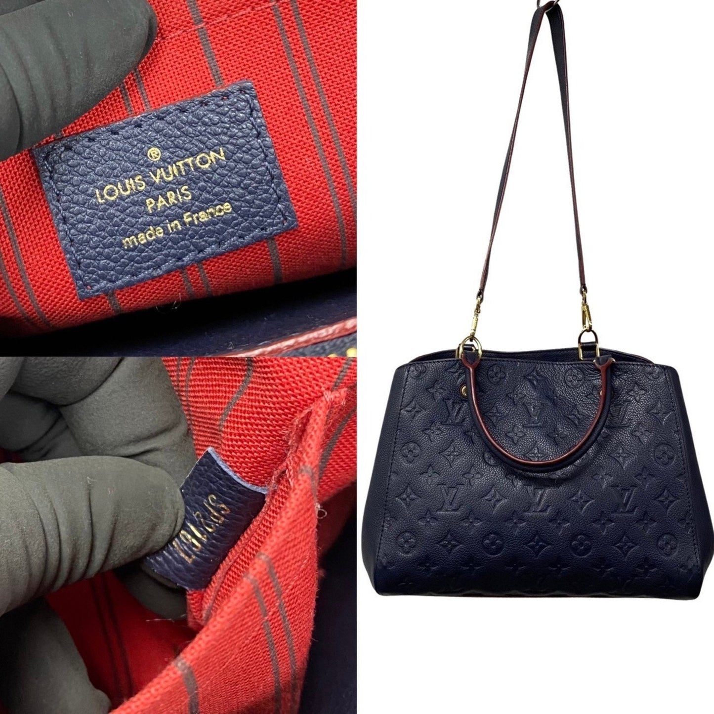 Louis Vuitton Marine Rouge Navy Red Color Monogram Empreinte Handbag Shoulder Bag