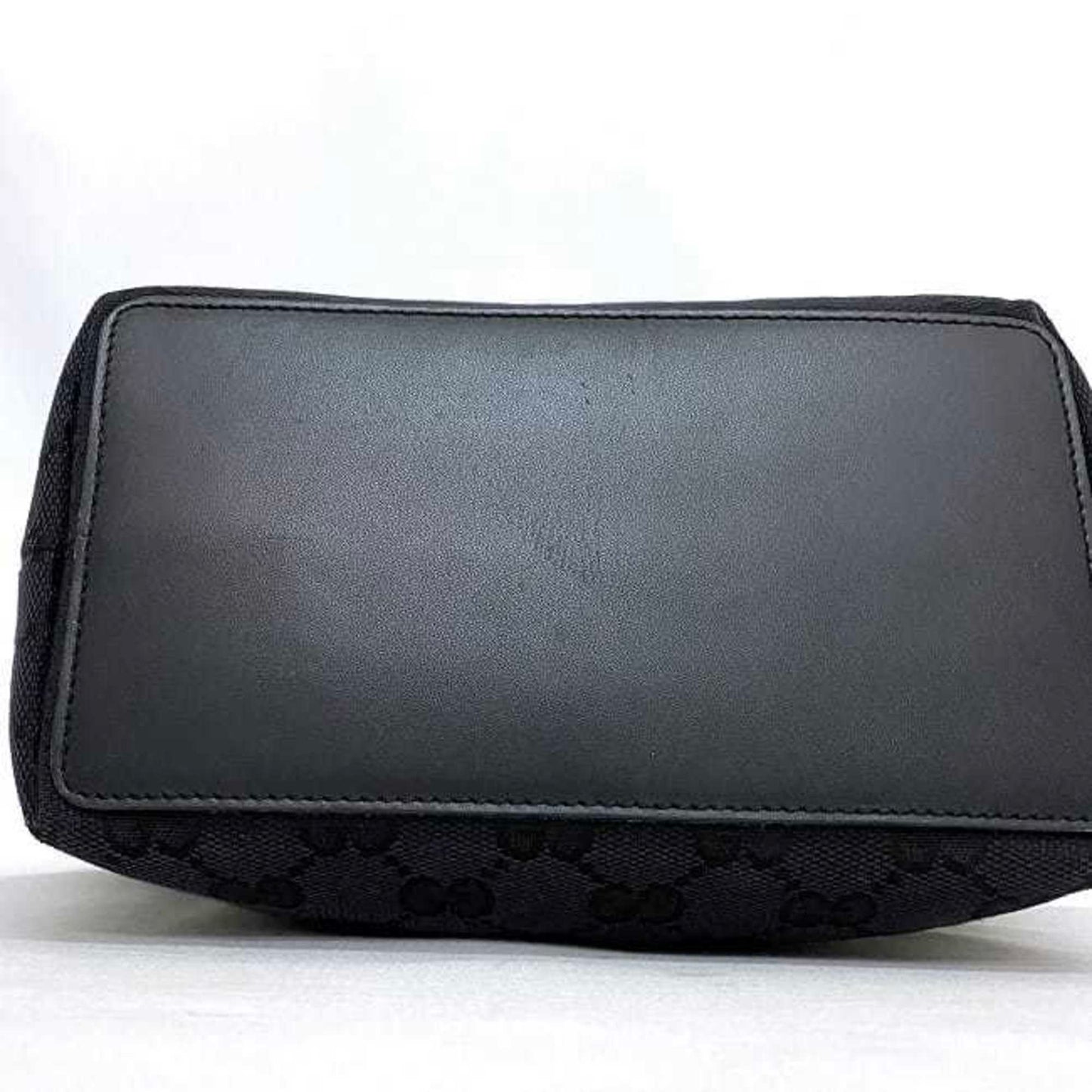Gucci Black Gold Canvas Leather Handbag Tote Bag