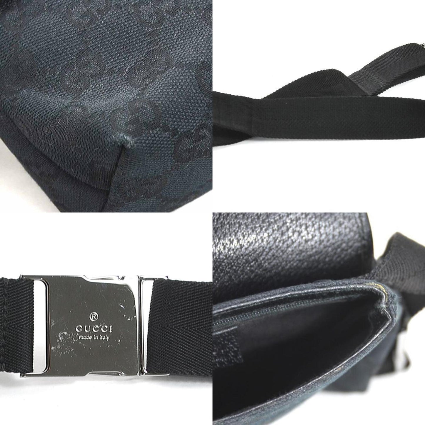 Gucci Black Gg Canvas Shoulder Bag