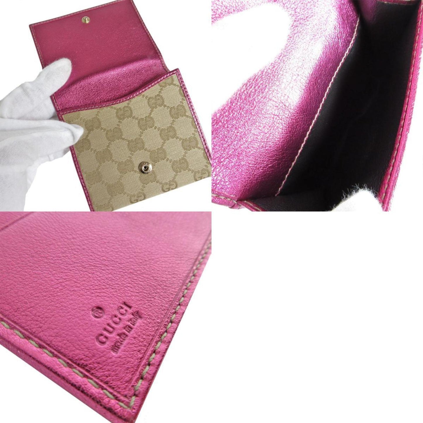 Gucci Beige Canvas Leather Wallet (Bi-Fold)
