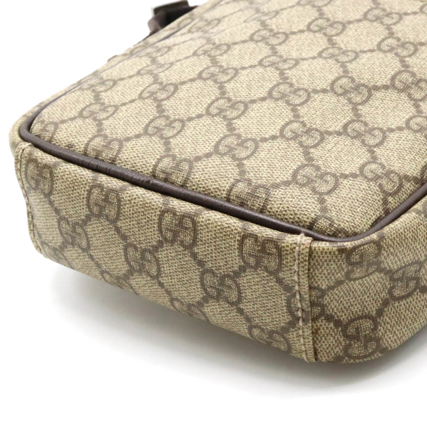 Gucci Beige Dark Brown Khaki Pvc Leather Pochette Shoulder Bag