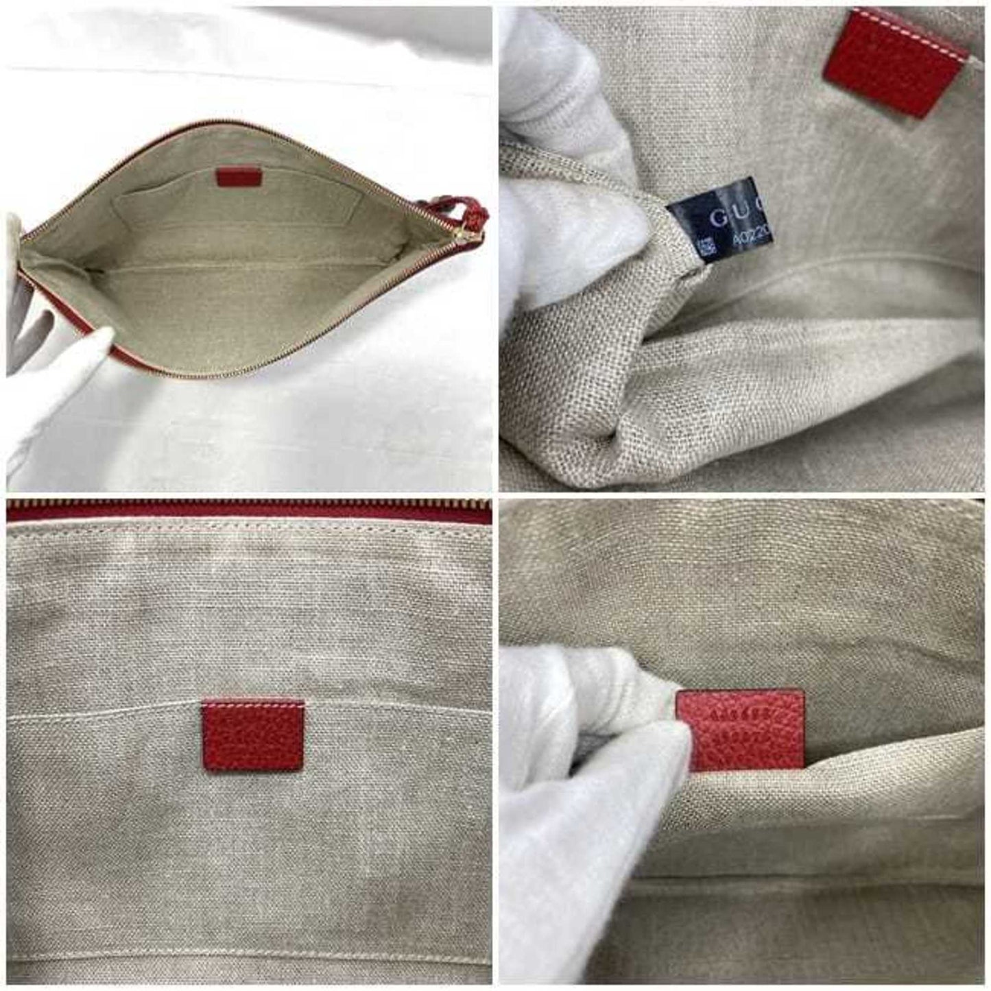 Gucci Red Color Bamboo Leather Clutch Bag Handbag