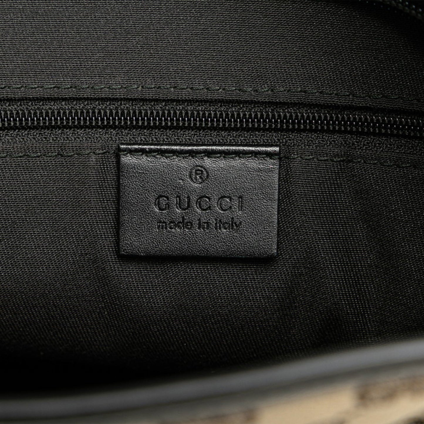 Gucci Beige Black Canvas Leather Shoulder Bag