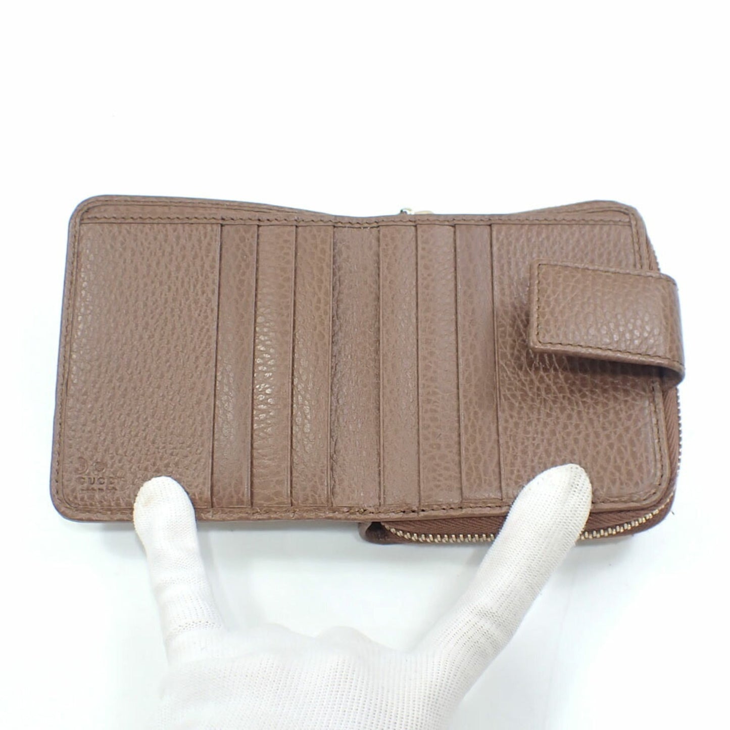 Gucci Beige Brown Gg Canvas Leather Wallet (Bi-Fold)