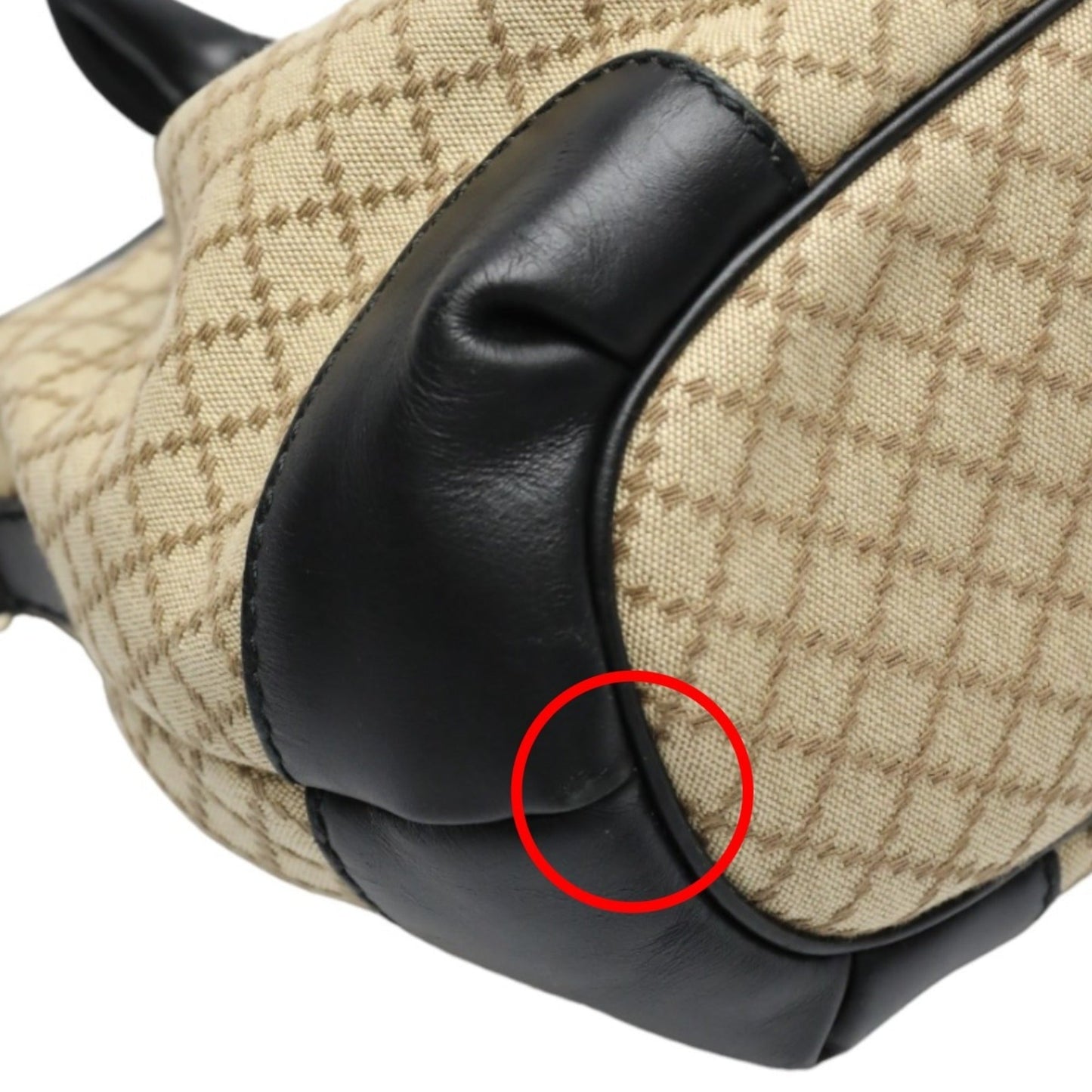 Gucci Beige Black Canvas Shoulder Bag