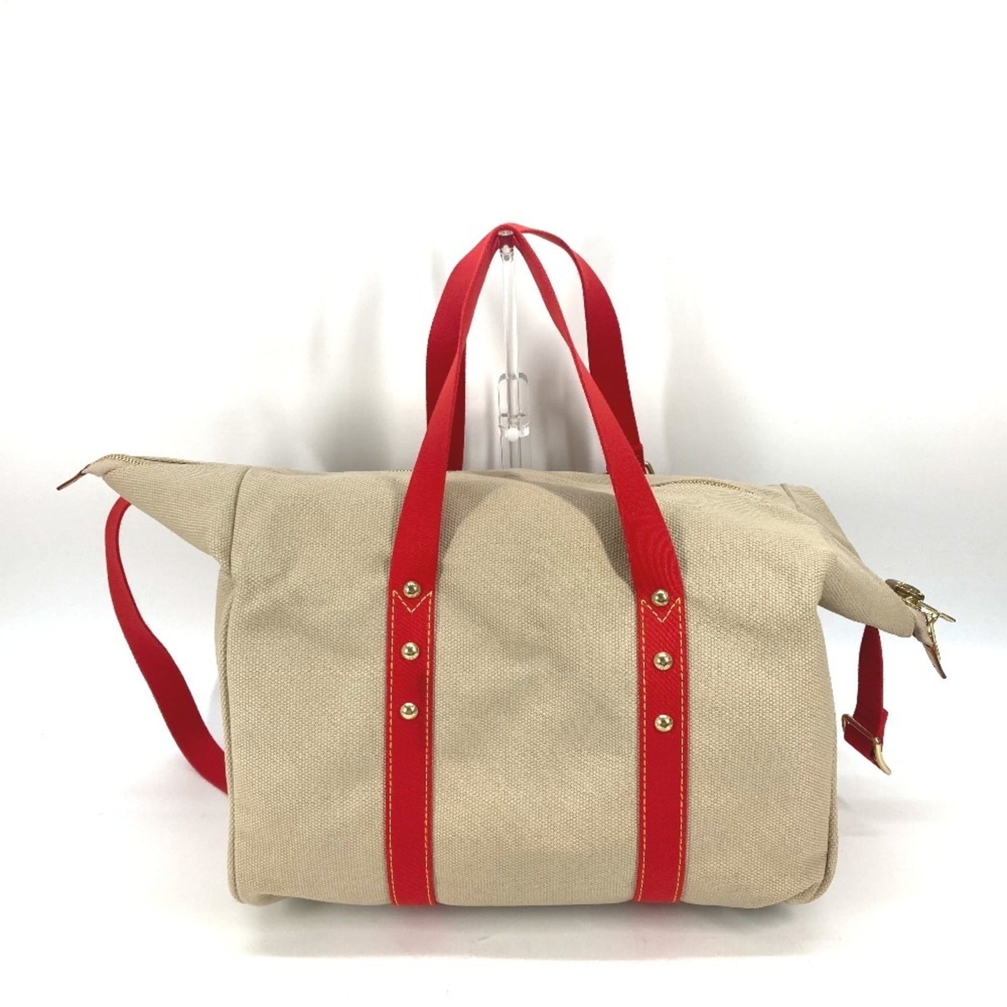 Louis Vuitton Beige Red Color Canvas Boston Bag Shoulder Bag