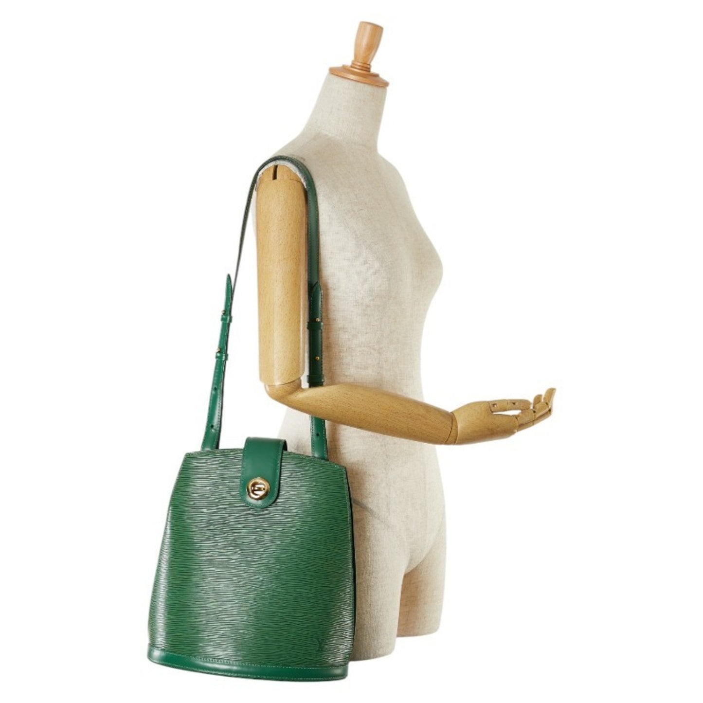Louis Vuitton Borneo Green Leather Shoulder Bag