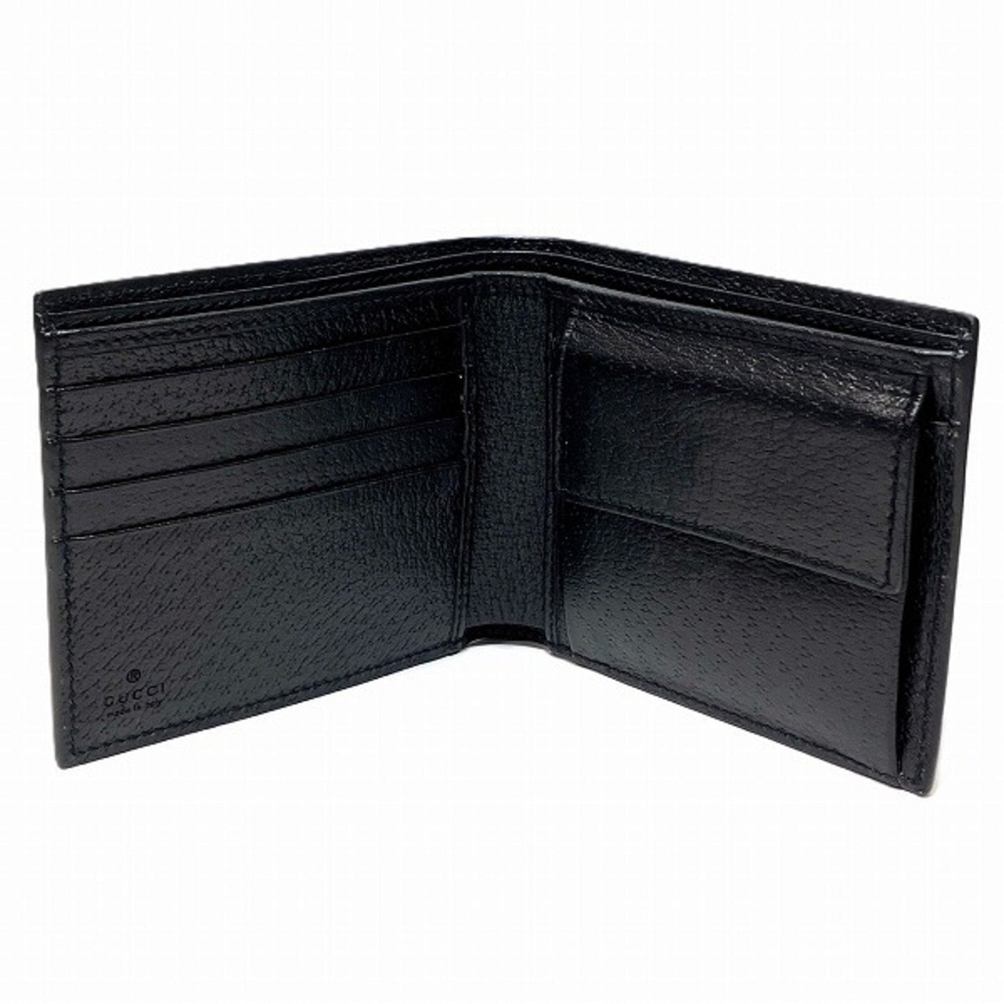 Gucci Black Blue Leather Nylon Wallet (Tri-Fold)