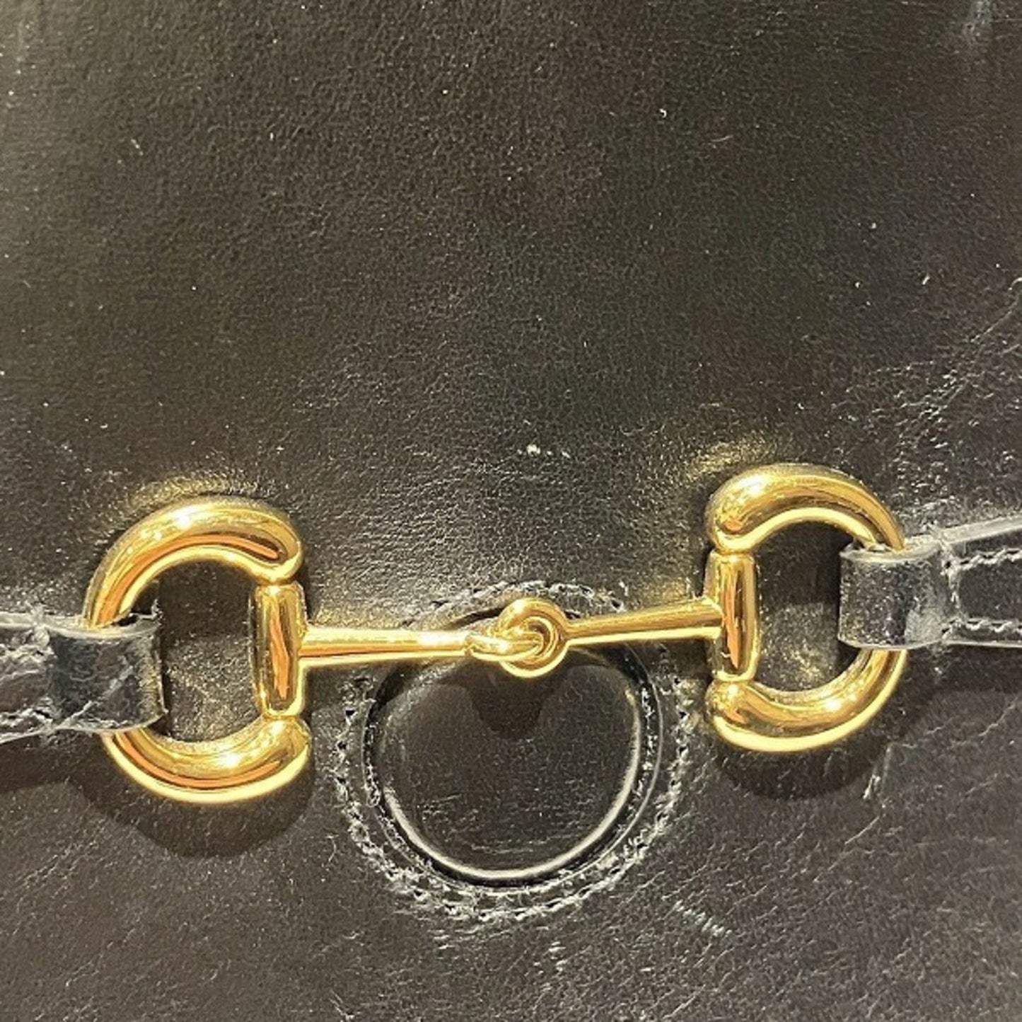 Gucci Black Gold Leather Shoulder Bag