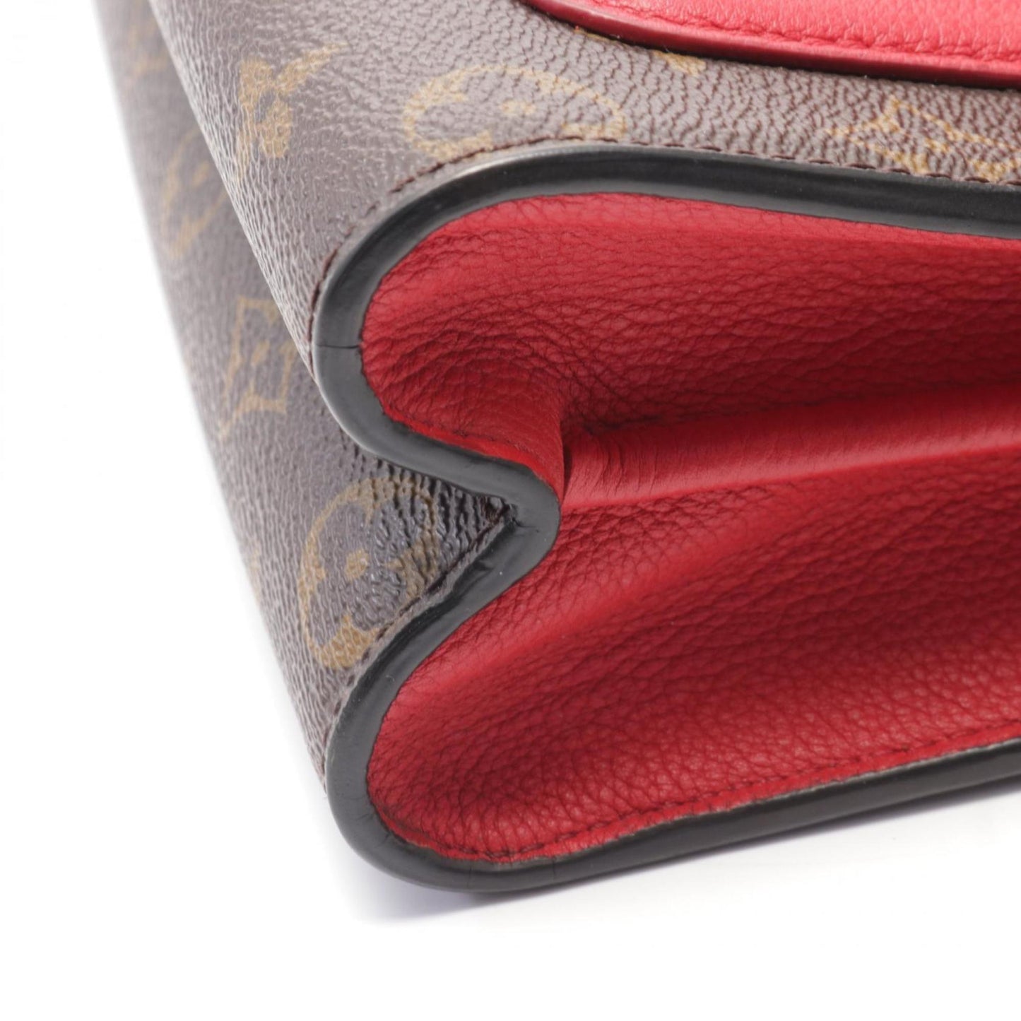 Louis Vuitton Brown Cerise Red Color Coated Canvas Leather Shoulder Bag