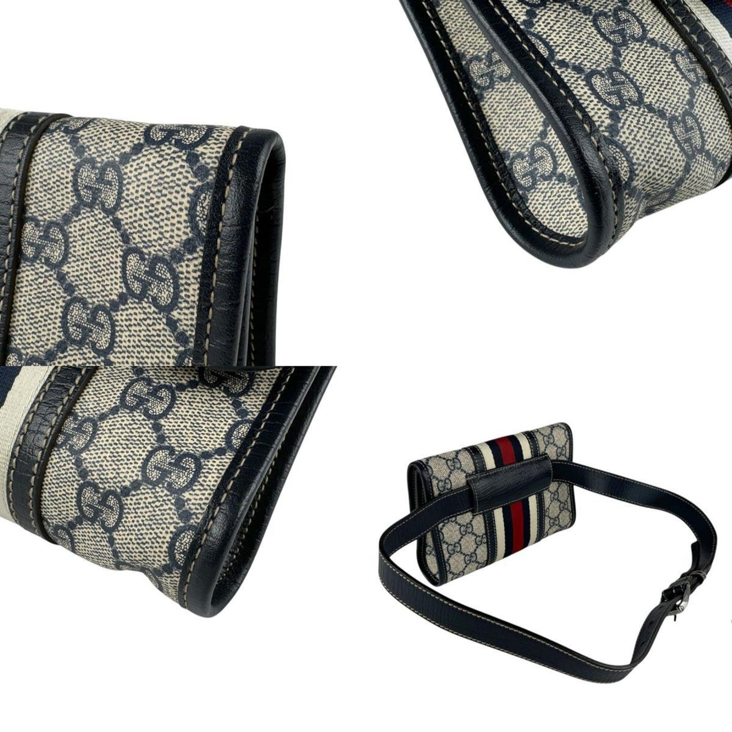 Gucci Beige Navy Gg Supreme Fanny Pack