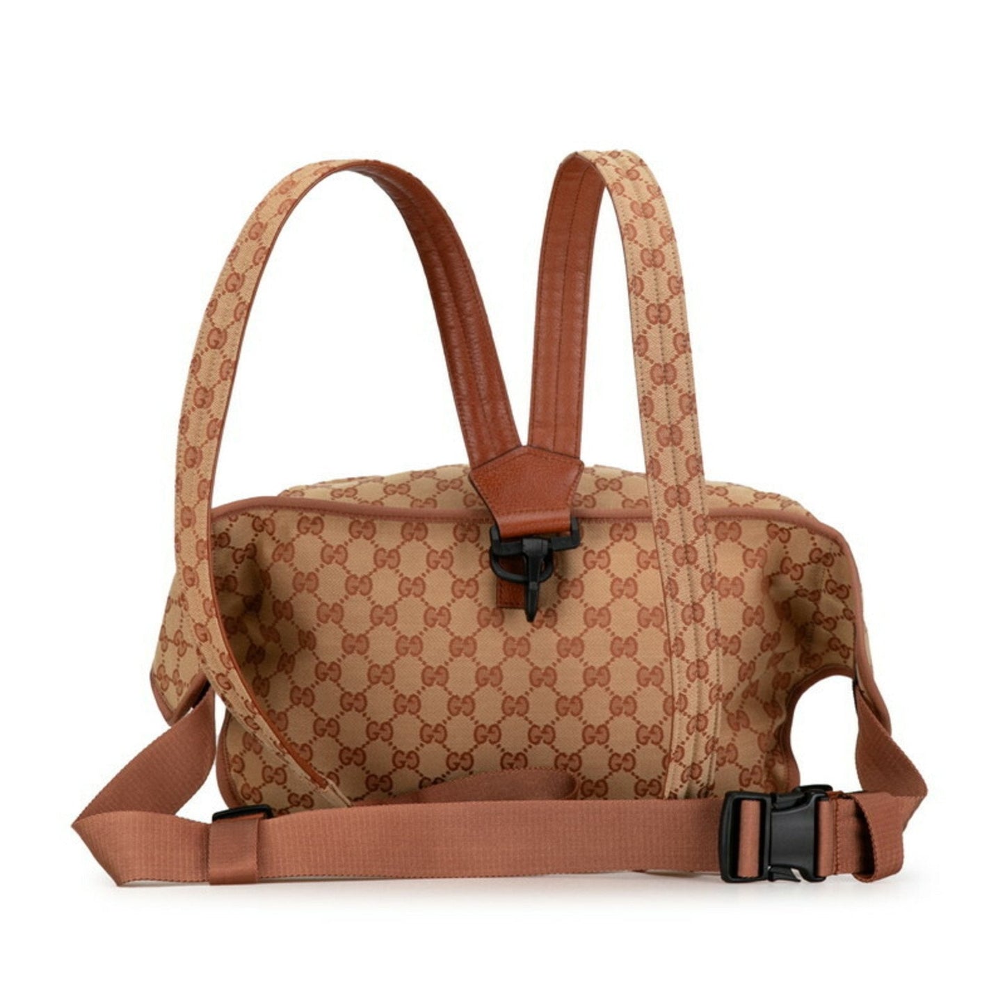 Gucci Beige Canvas Leather Backpack Sling Bag