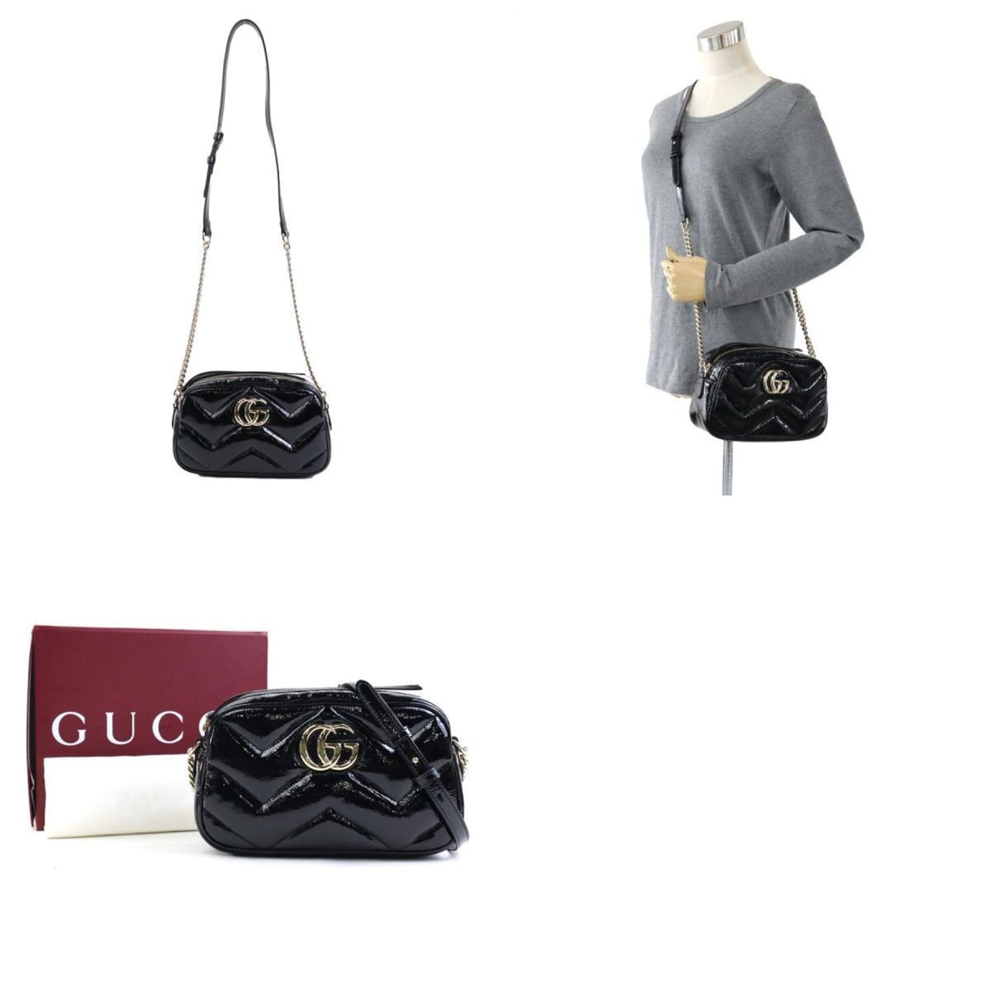 Gucci Black Patent Leather Shoulder Bag