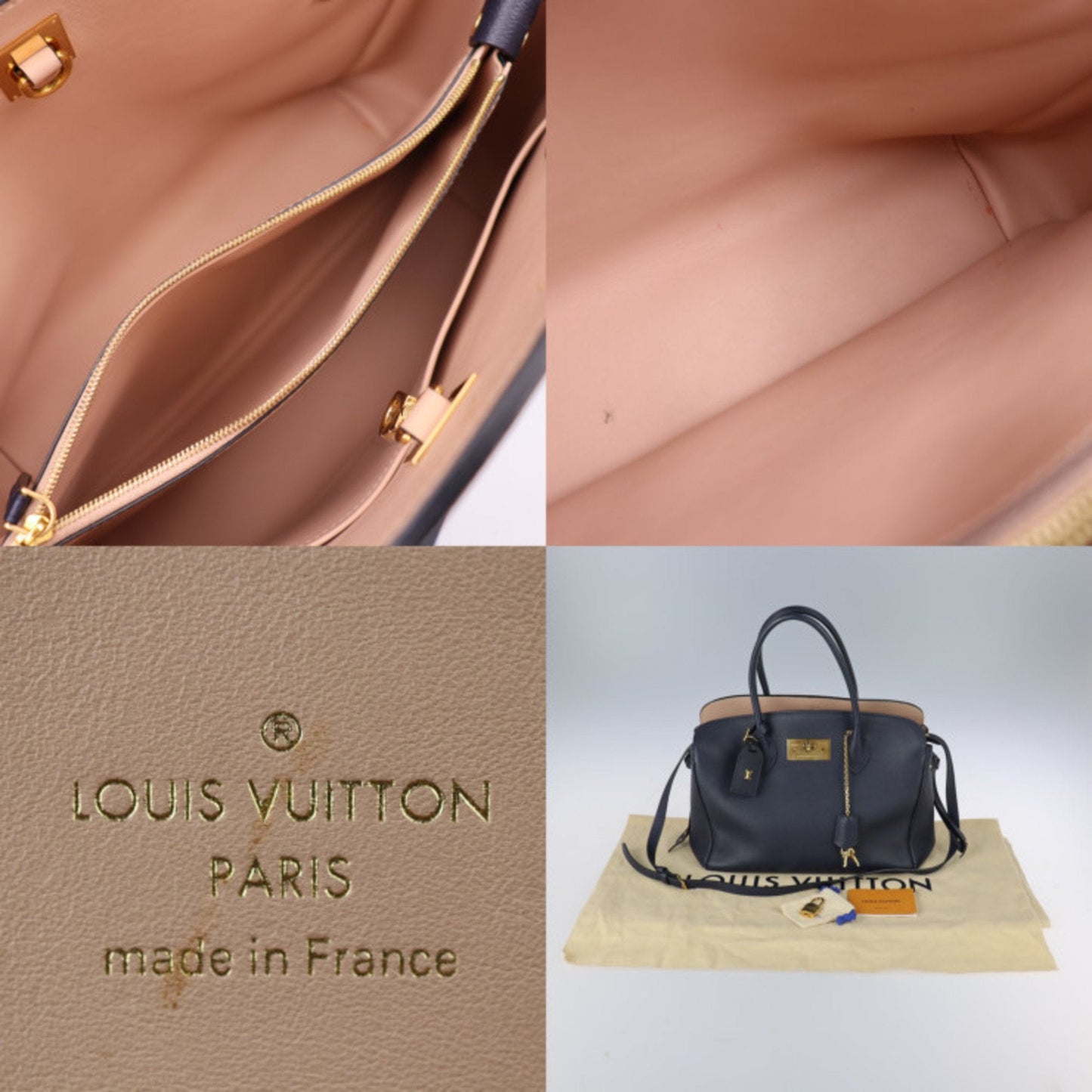 Louis Vuitton Navy Blue Leather Handbag Shoulder Bag
