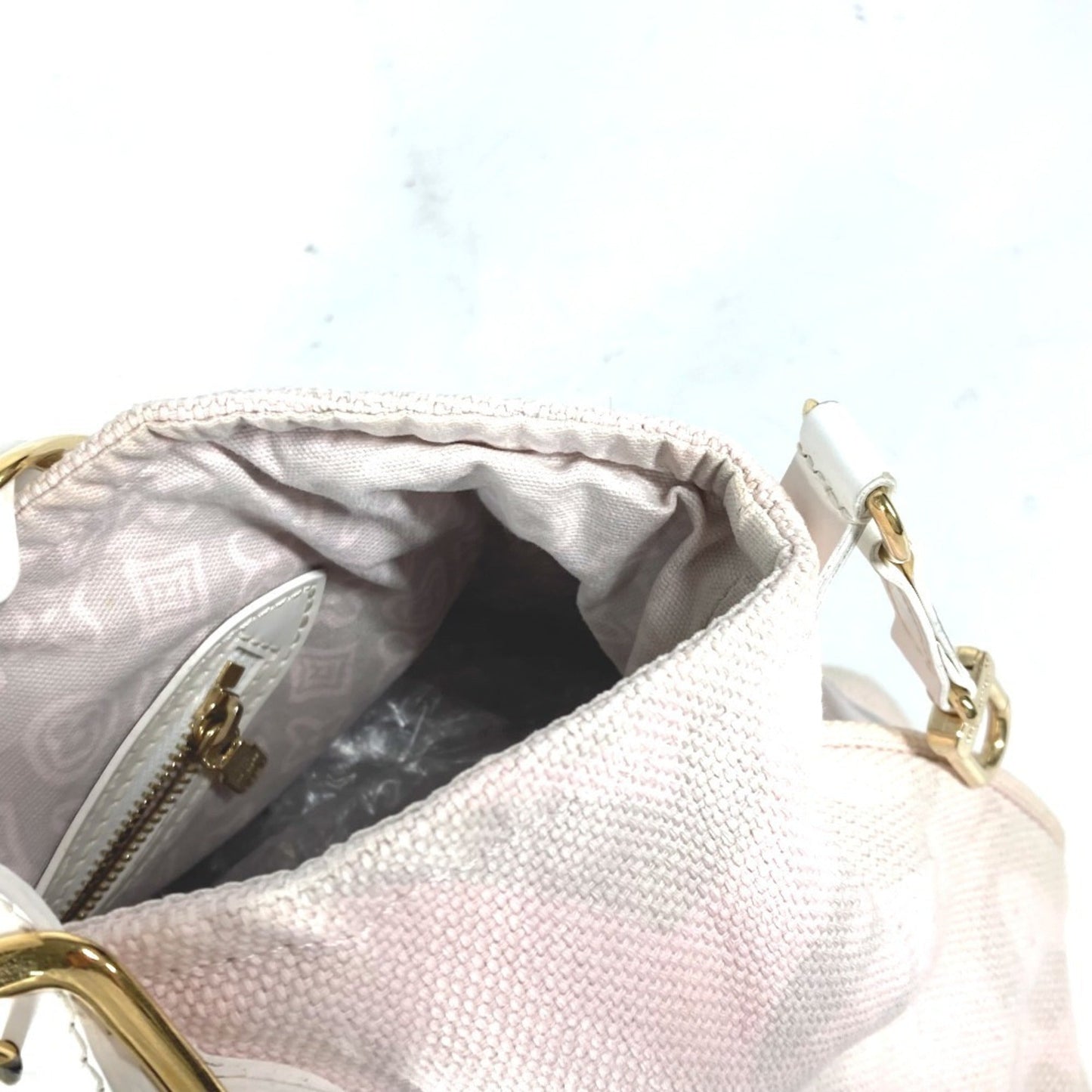 Louis Vuitton Pink White Cotton Shoulder Bag Tote Bag