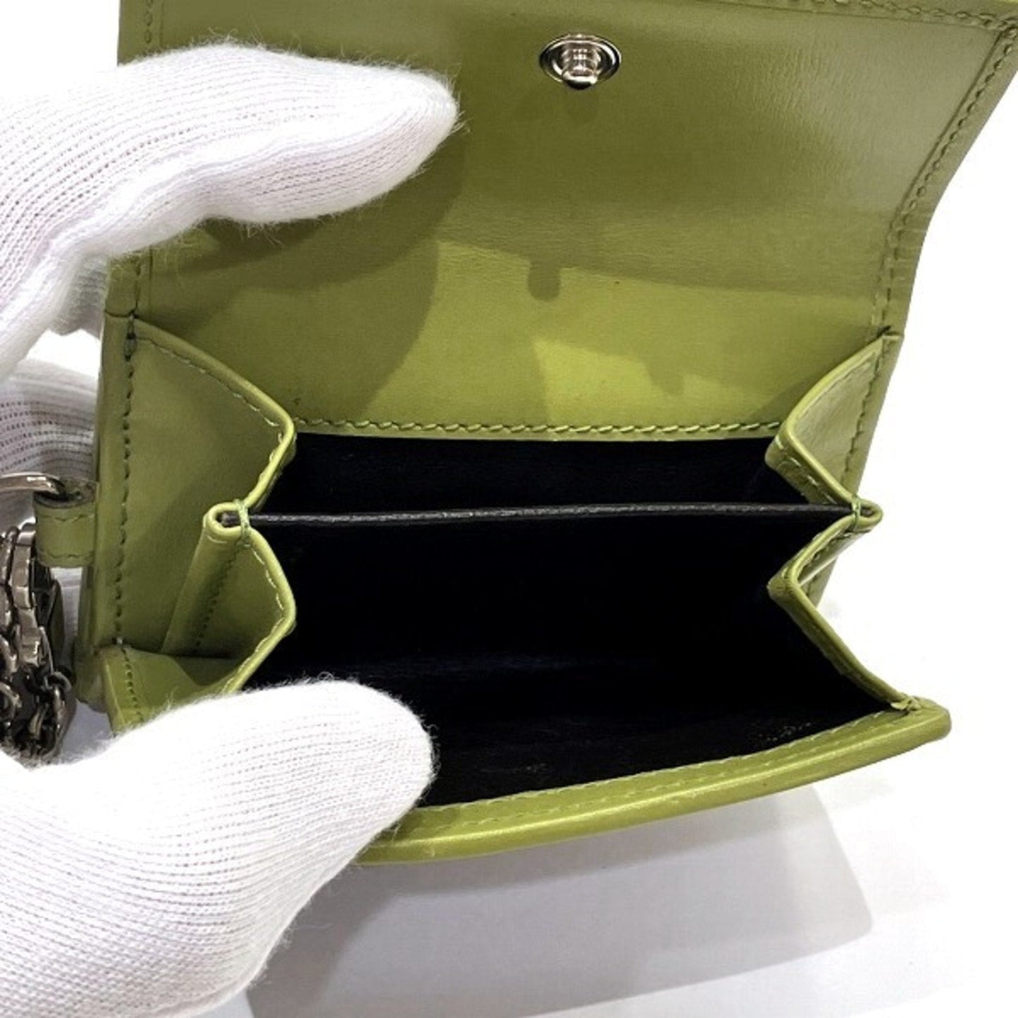 Gucci Beige Green Leather Pvc Wallet (Tri-Fold)