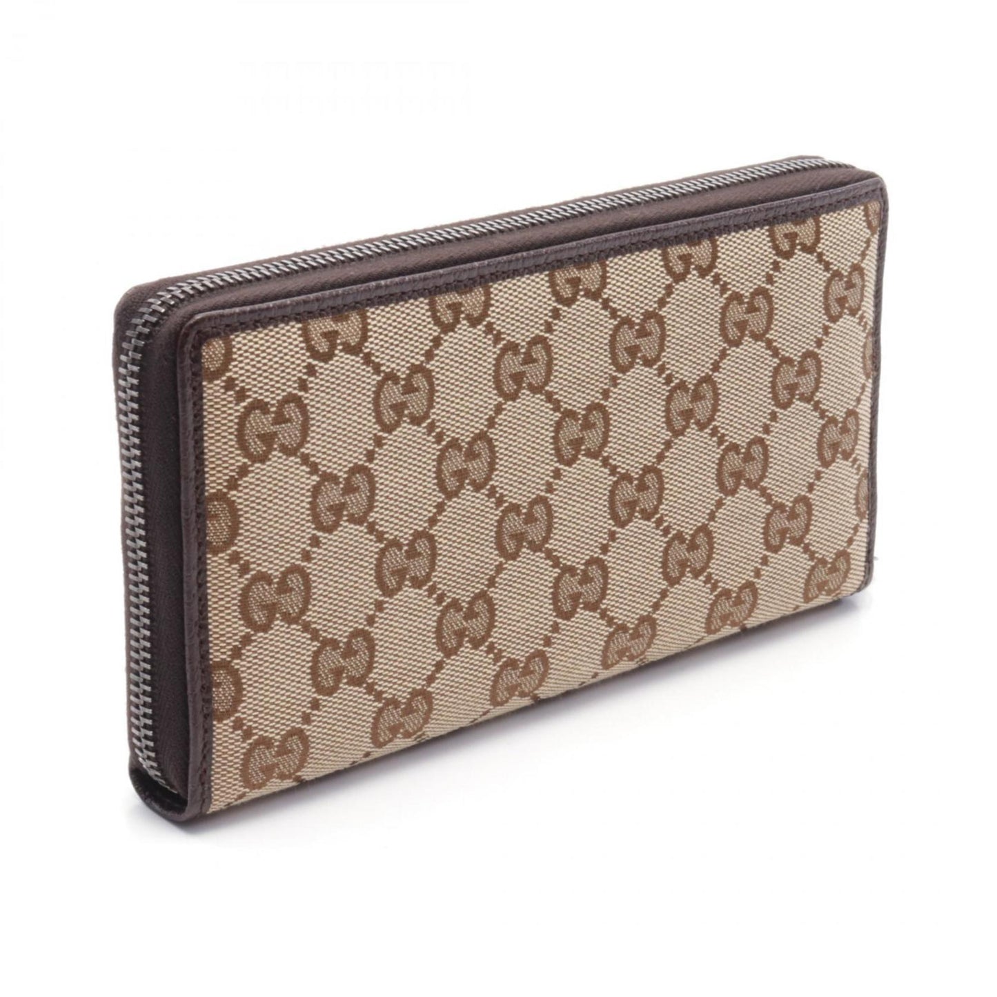 Gucci Beige Brown Gg Canvas Leather Wallet (Bi-Fold)