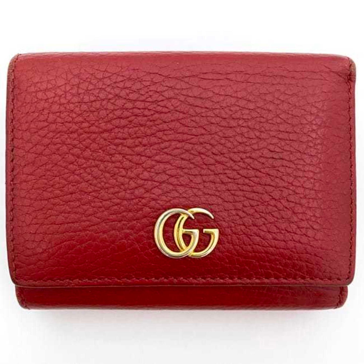 Gucci Red Color Leather Wallet (Tri-Fold)