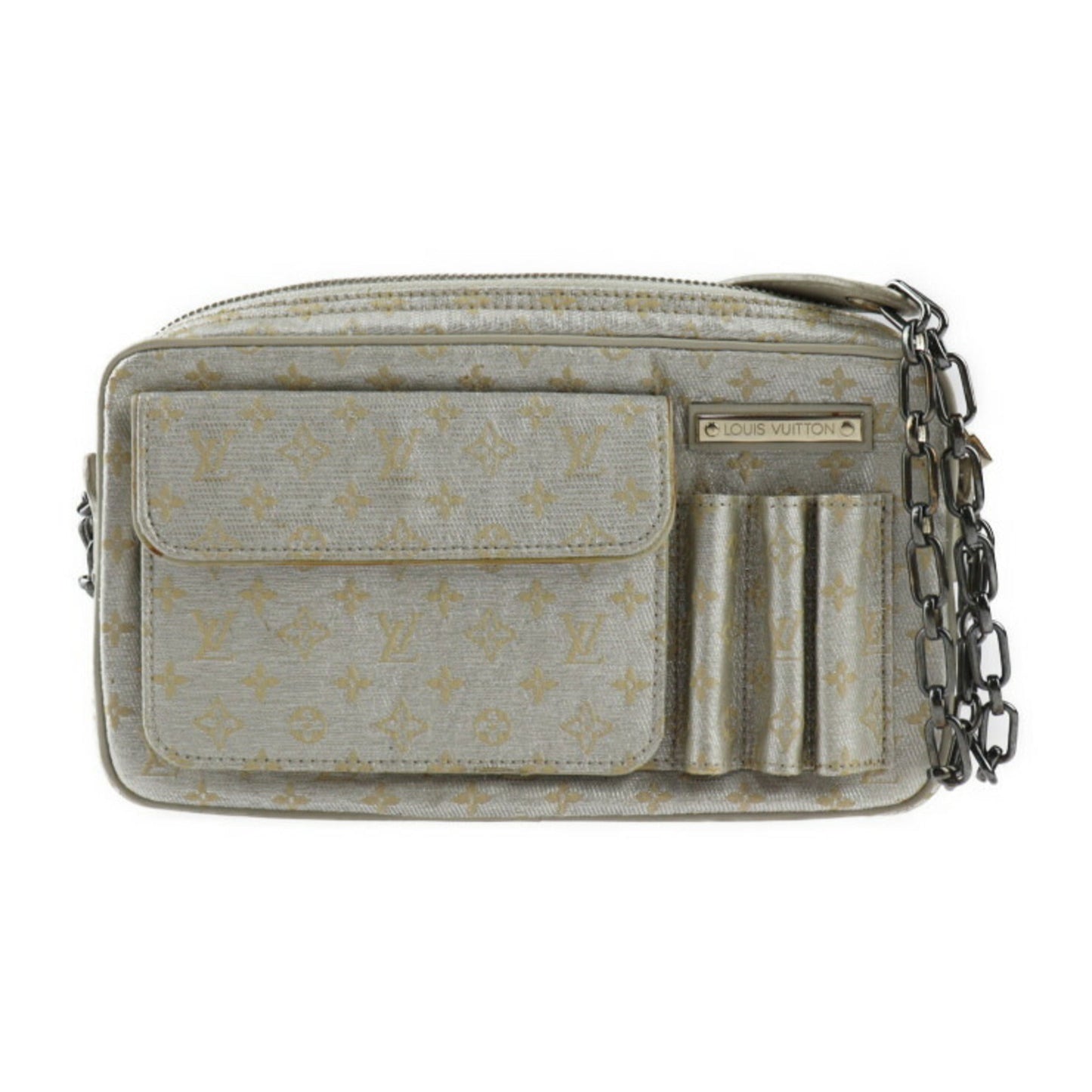 Louis Vuitton Silver Monogram Shiny Leather Handbag Shoulder Bag ()