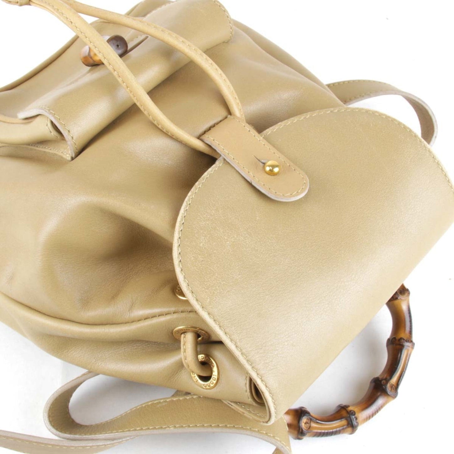 Gucci Bamboo Beige Leather Backpack