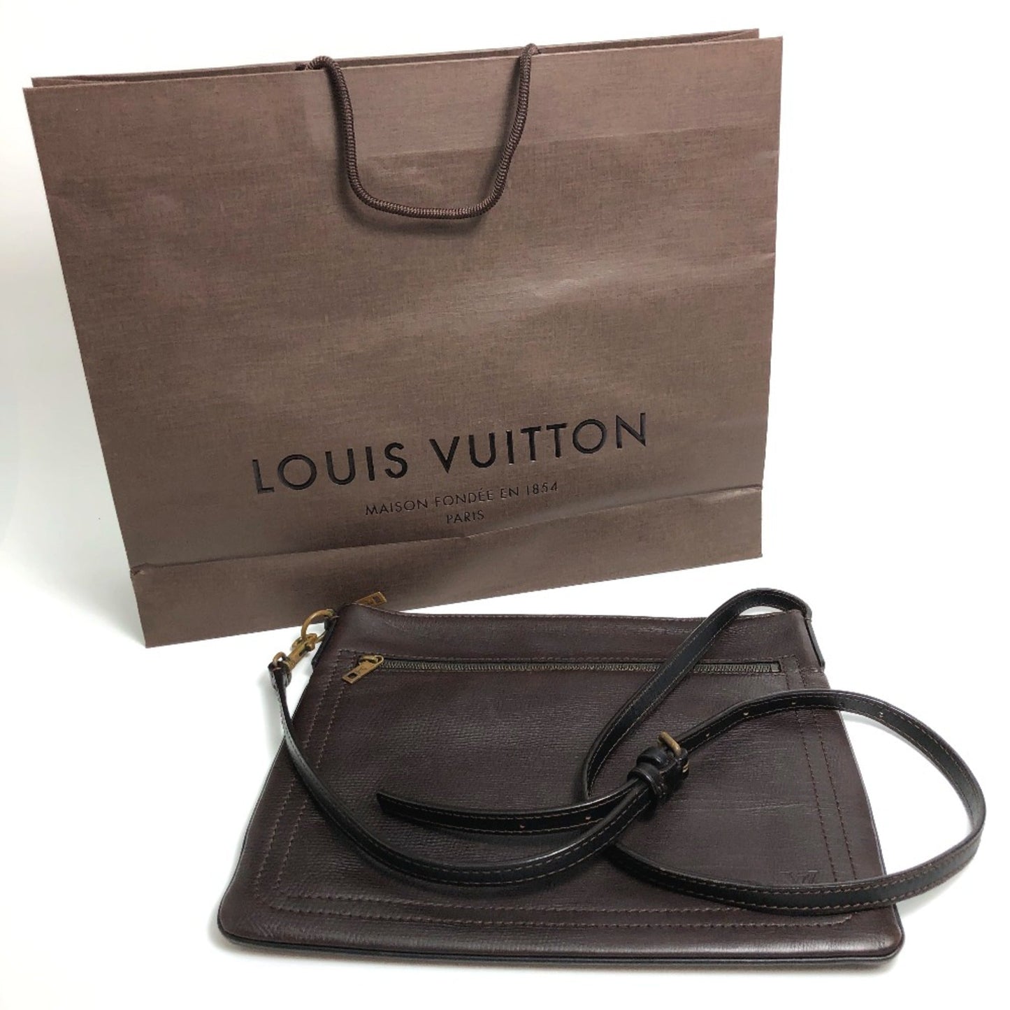 Louis Vuitton Brown Leather Shoulder Bag