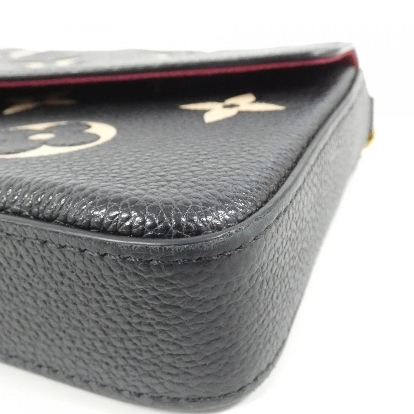 Louis Vuitton Beige Black Leather Pochette Shoulder Bag