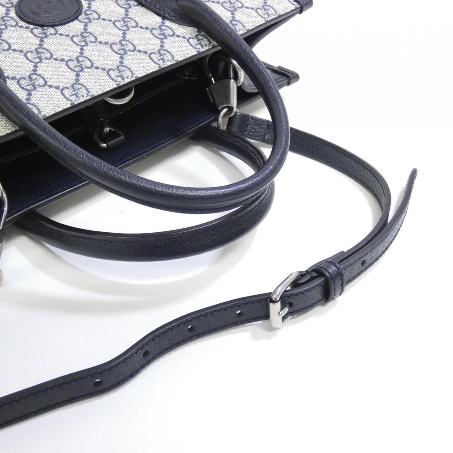 Gucci Beige Blue Gg Supreme Leather Handbag