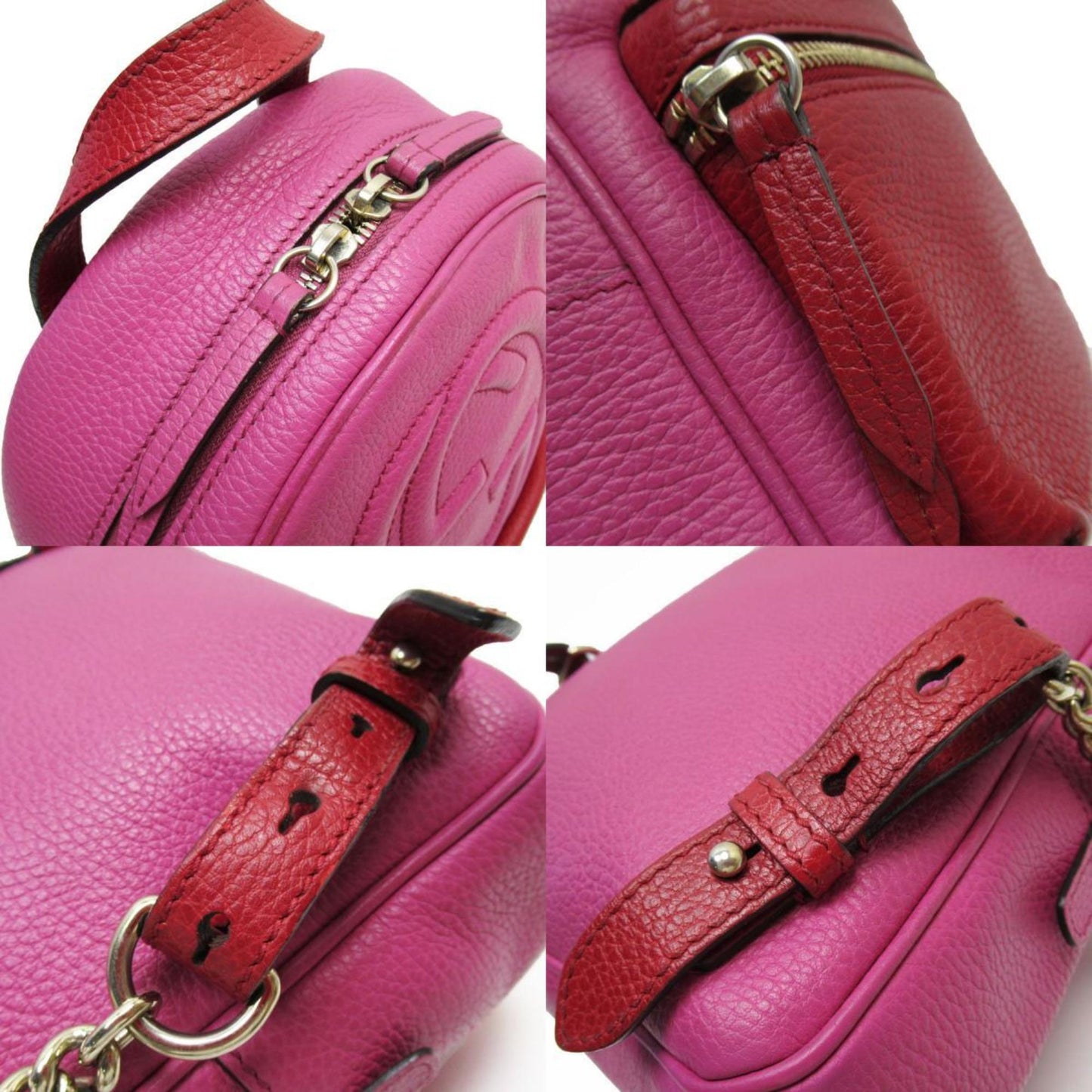 Gucci Red Color Metal Leather Backpack