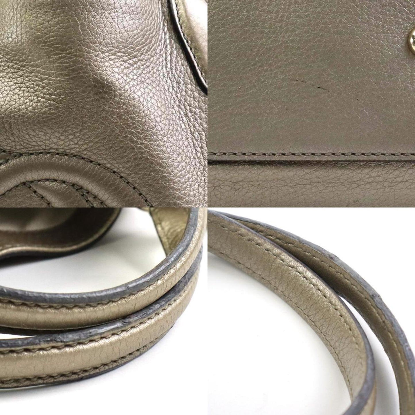 Gucci Metallic Gray Leather Handbag Shoulder Bag