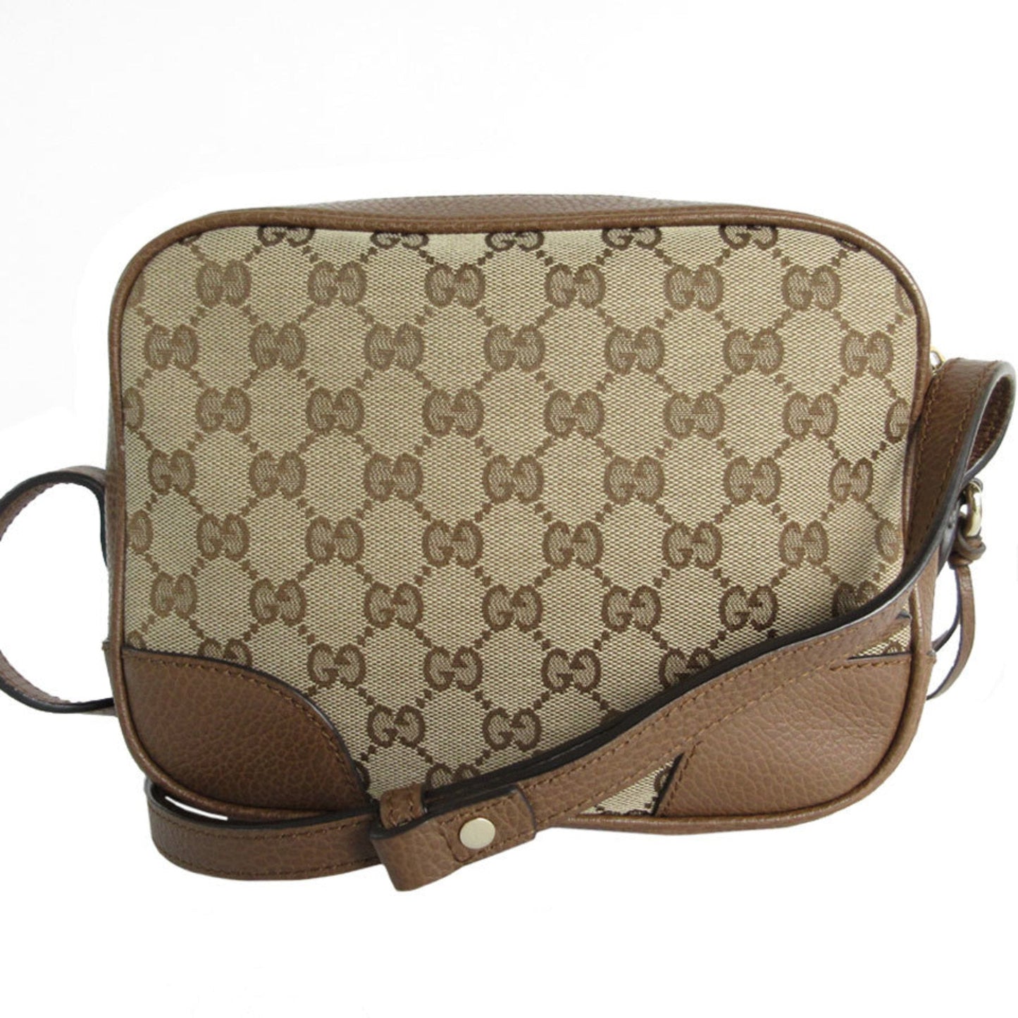 Gucci Beige Brown Canvas Leather Shoulder Bag