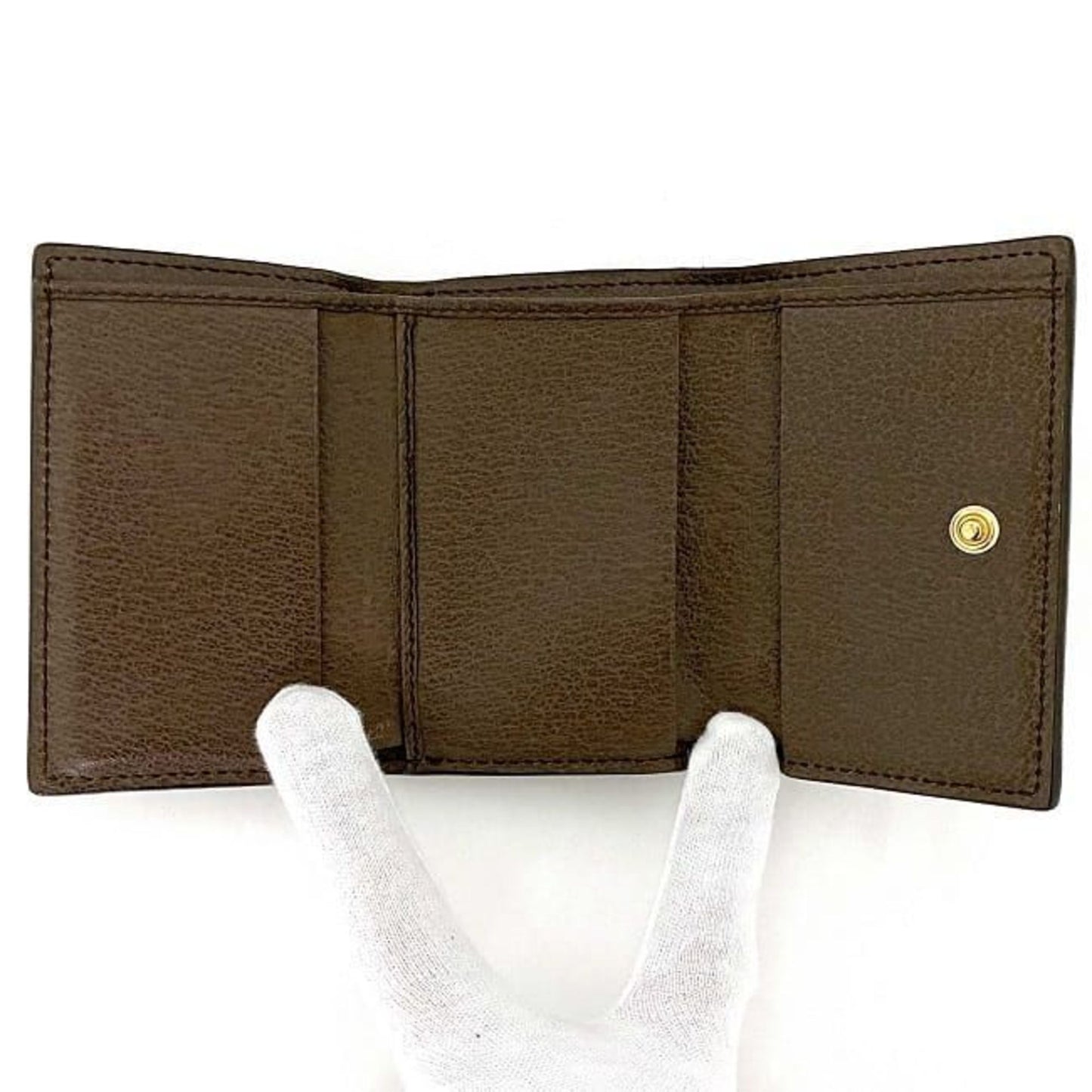 Gucci Beige Brown Pvc Canvas Leather Wallet (Tri-Fold)