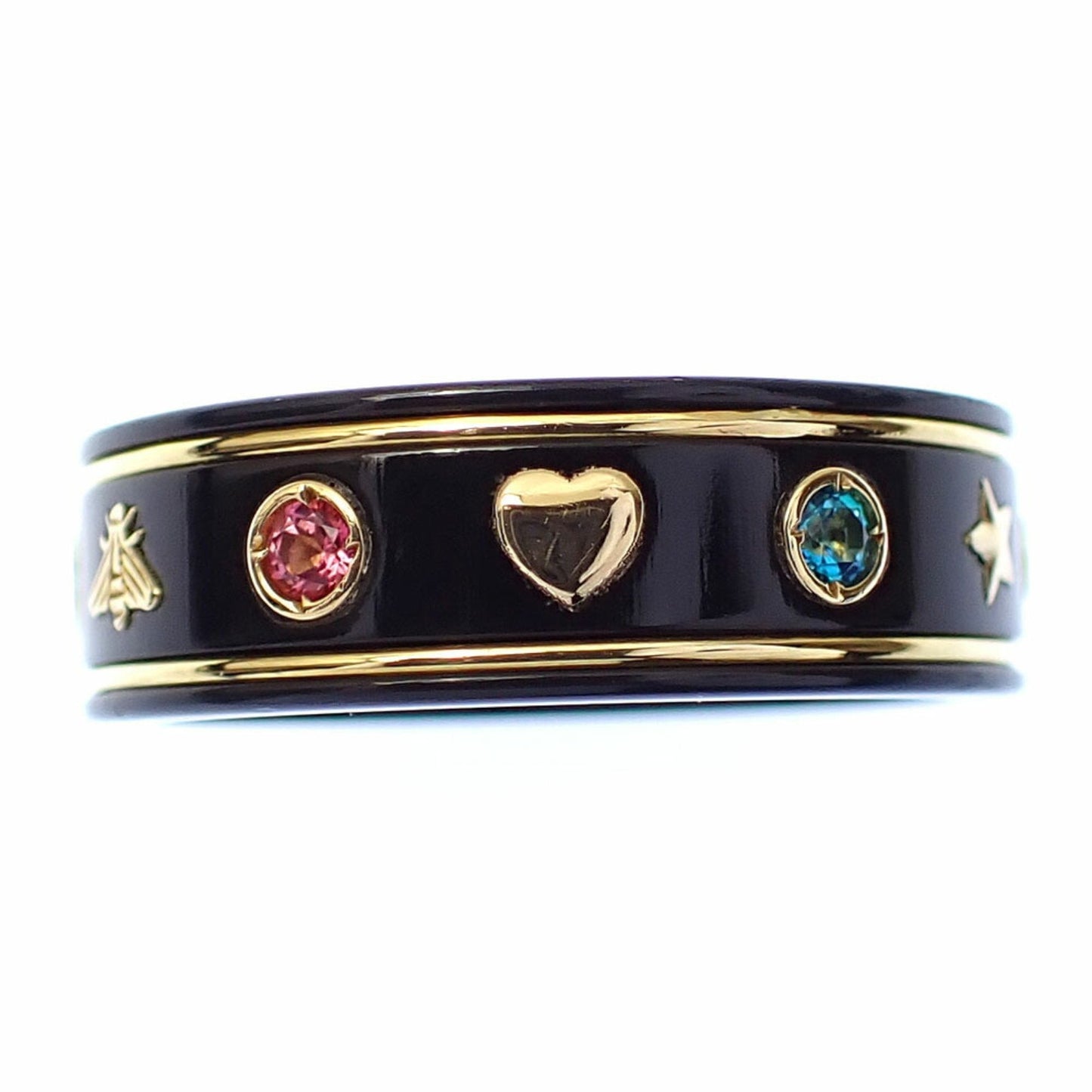 Gucci Icon Black Yellow Metal Band Ring