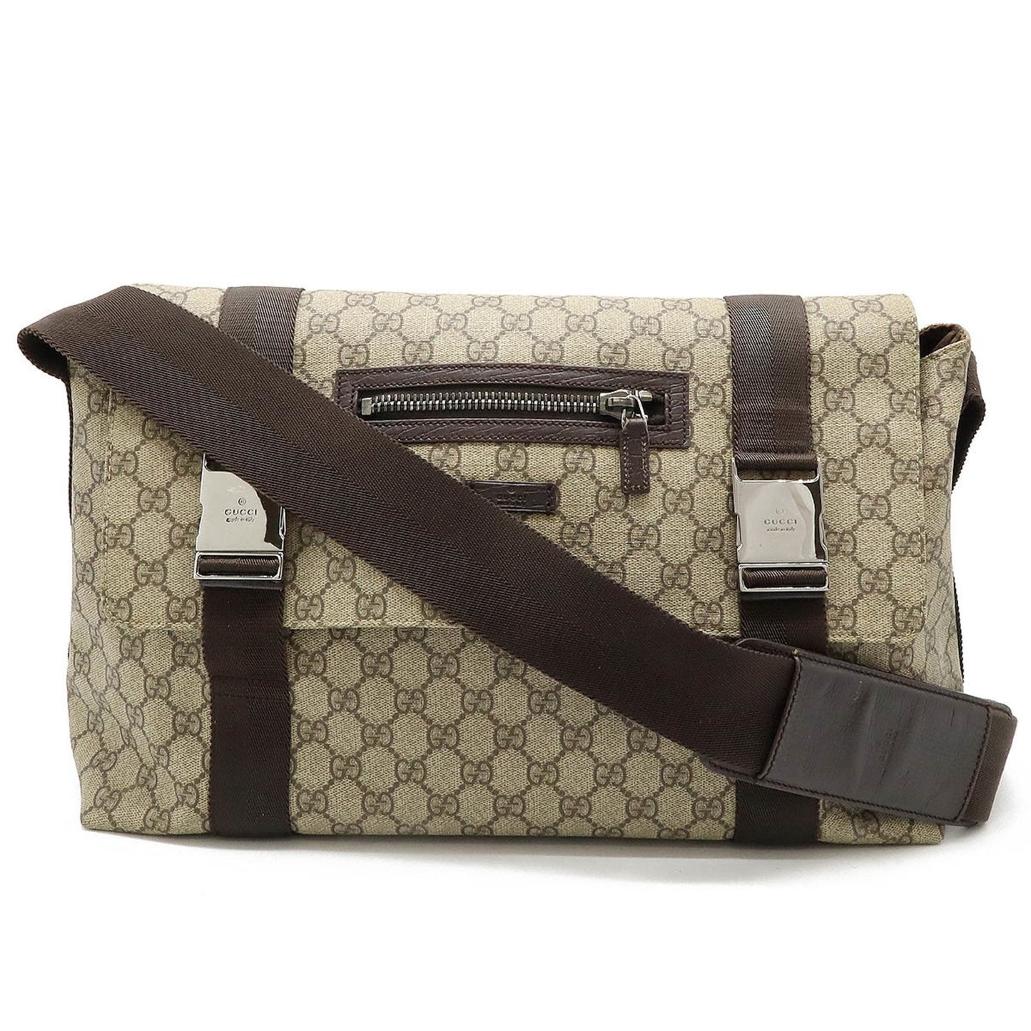 Gucci Gg Plus Beige Dark Brown Pvc Leather Shoulder Bag